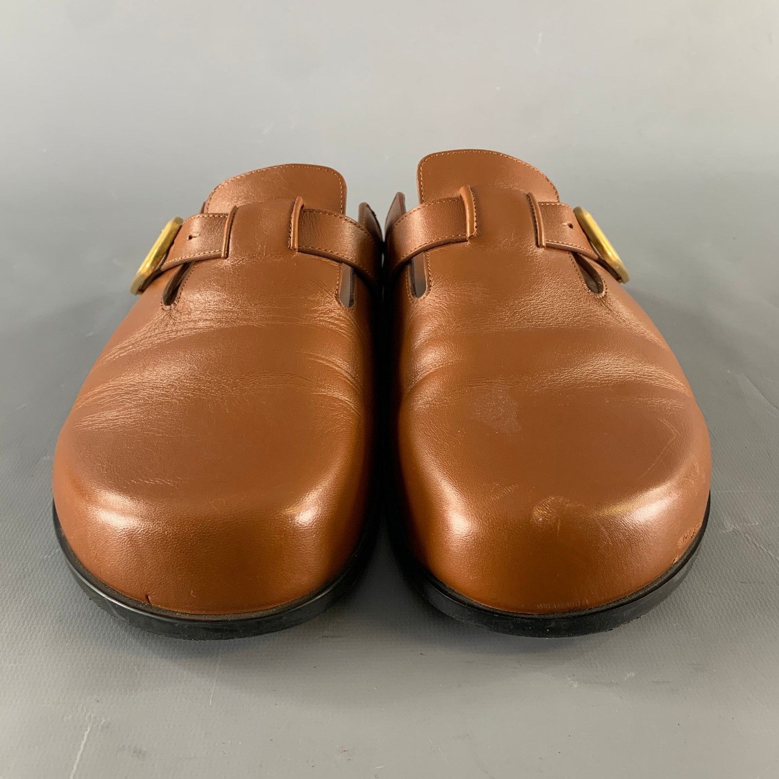 Valentino Size 9 Brown Solid Leather Slip On Sandals Size US 9 / EU 42 - 4 Thumbnail