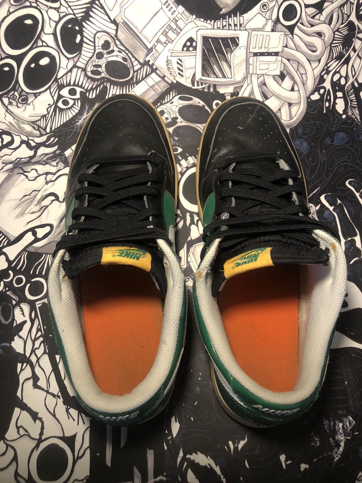 Nike 2008 Nike Dunk Low CL Pine Green / Black / White / Yellow Size US 13 / EU 46 - 15 Thumbnail