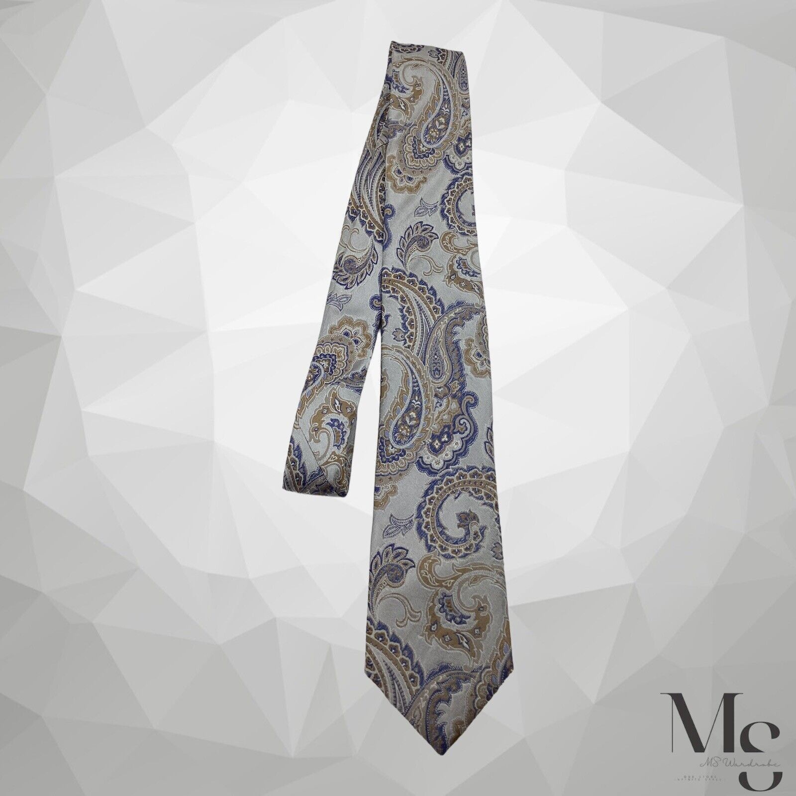Eton ETON Gray Paisley Luxury Designer Silk Tie Made In Italy W: Size ONE SIZE - 4 Thumbnail