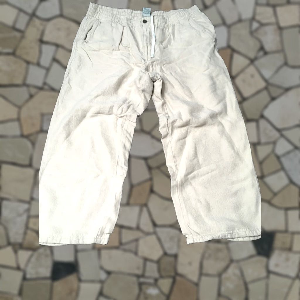 Vintage Scandia Woods Linen Beach Pants XL Beige Drawstring Button, Women, Loose Fit, Beach Style, Linen, Pants, XL, Beige, Women, Beach, Scandia Woods Size 40" / US 18 - 1 Thumbnail