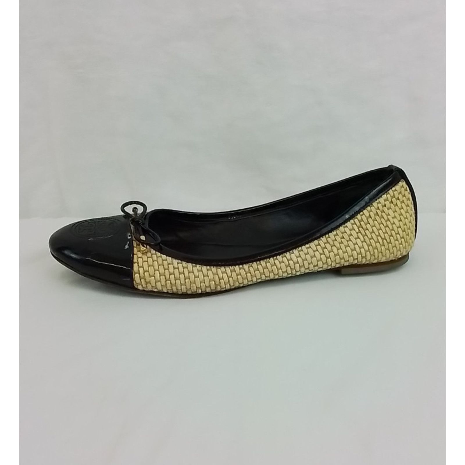 Tory Burch Tory Burch Leather Flat Women's US 10 Black Beige Espadrille Size US 10 / IT 40 - 4 Thumbnail