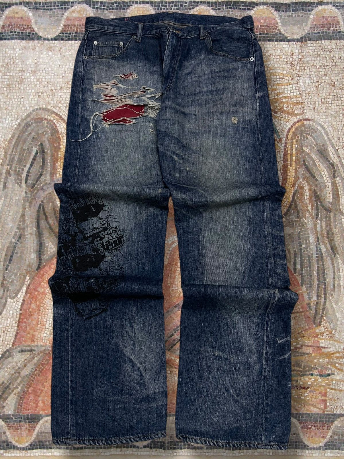 Swagger Vintage Og Japan Designer Swagger Anarchy Distressed Denim Size US 35 - 1 Thumbnail