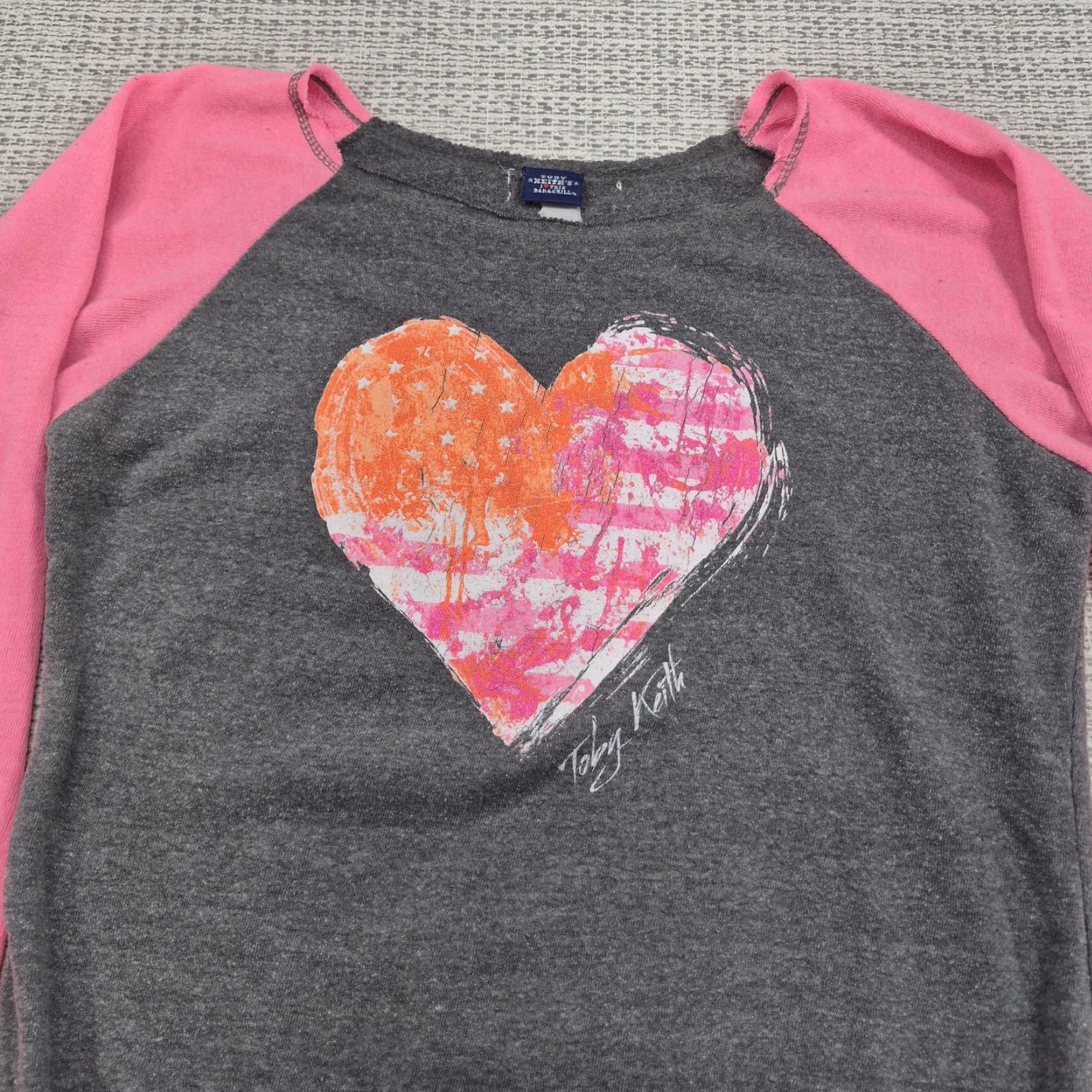 Pinko Toby Keith Sweatshirt Womens Large Gray Pink Heart Flag Graphic Fleece Pullover Size L / US 10 / IT 46 - 6 Thumbnail