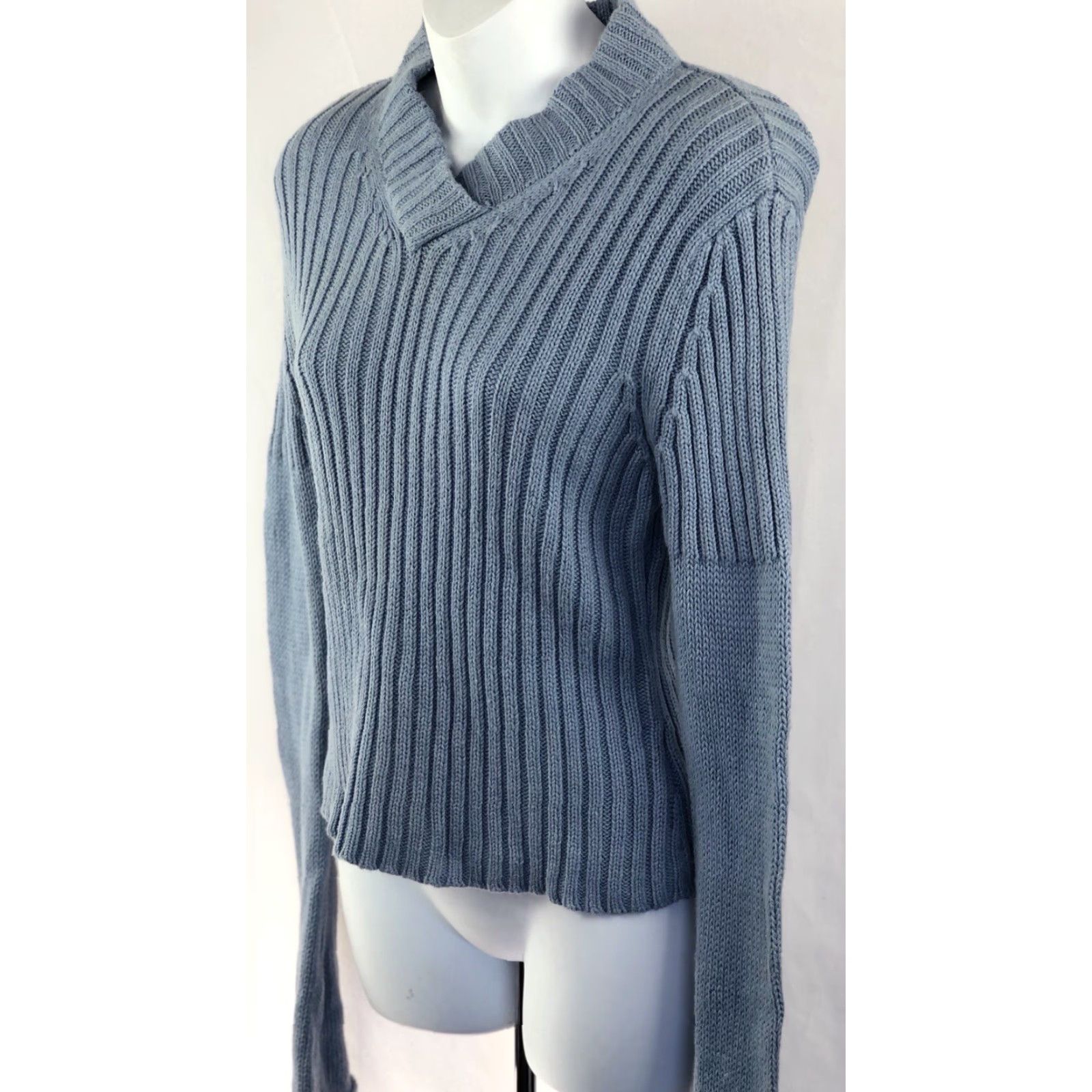 Vintage Vintage Rocket 898 Sweater L Juniors Blue Shawl Collar Rolled Cuffs Long Sleeve Boho Grunge 90s Y2K Pullover Womens Shoes? Size L / US 10 / IT 46 - 3 Thumbnail