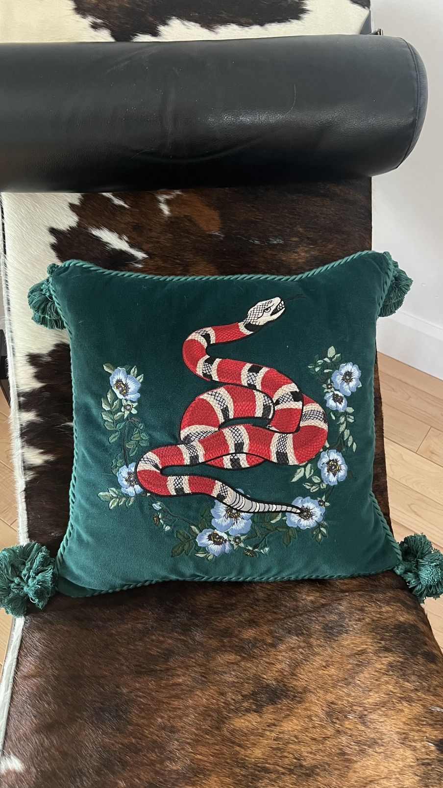 Gucci green Velvet King Snake pillow