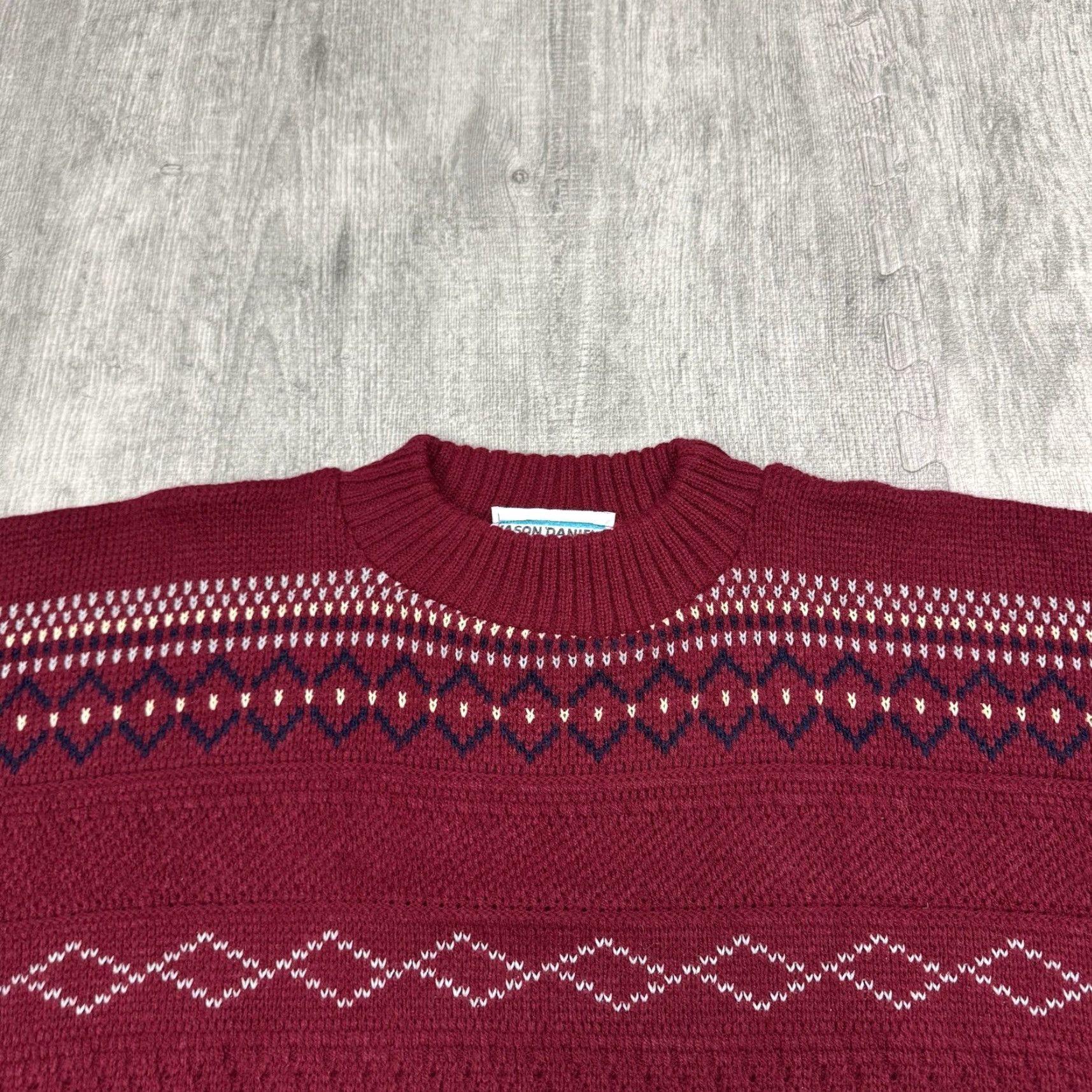 Vintage VINTAGE Jason Daniels Fair Isle Crew Sweater Knit Maroon Mens Large Size US L / EU 52-54 / 3 - 2 Thumbnail