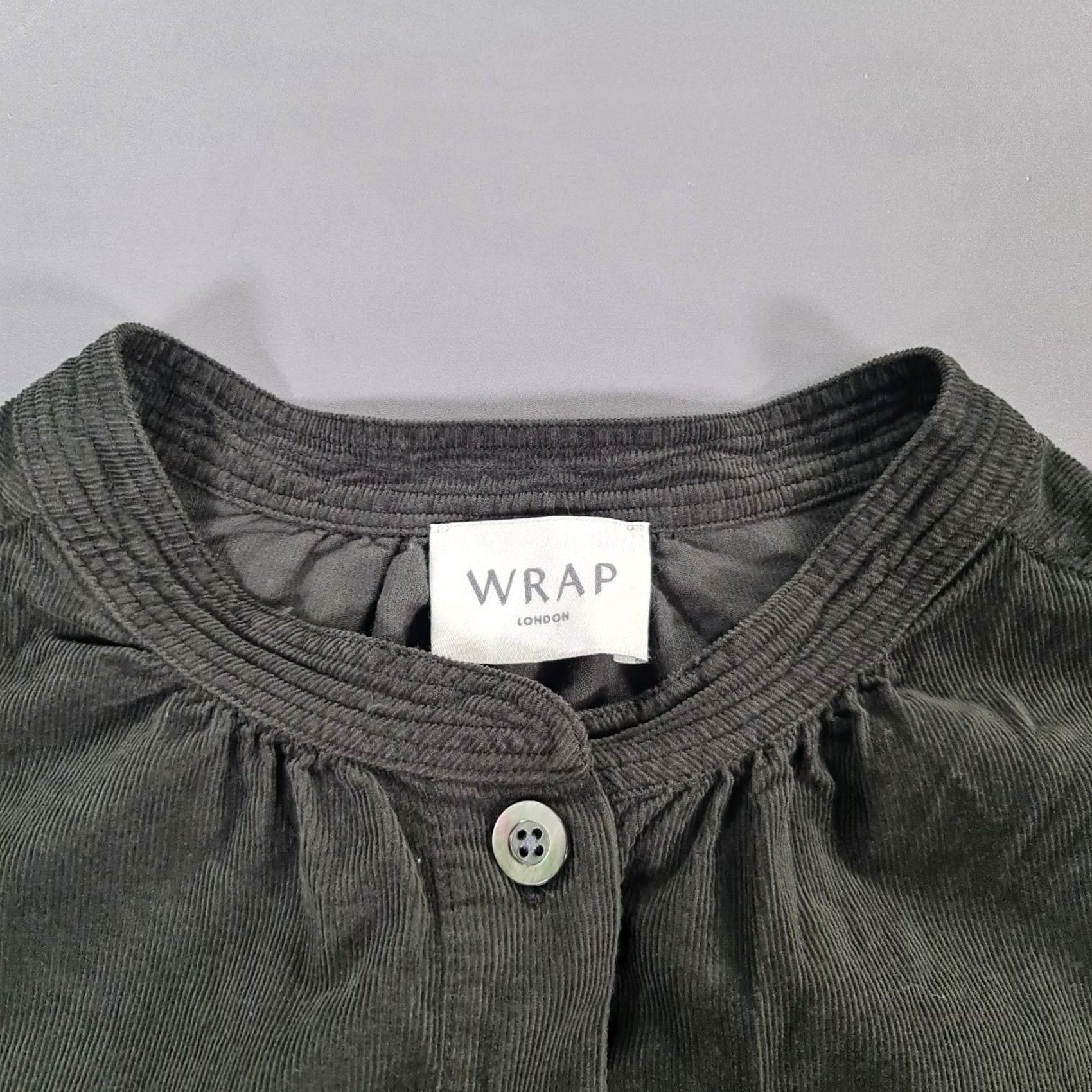 Vintage Wrap London Womens Dress 12 UK Khaki Green Midi Cotton Corduroy Pockets Size XL / US 12-14 / IT 48-50 - 4 Thumbnail
