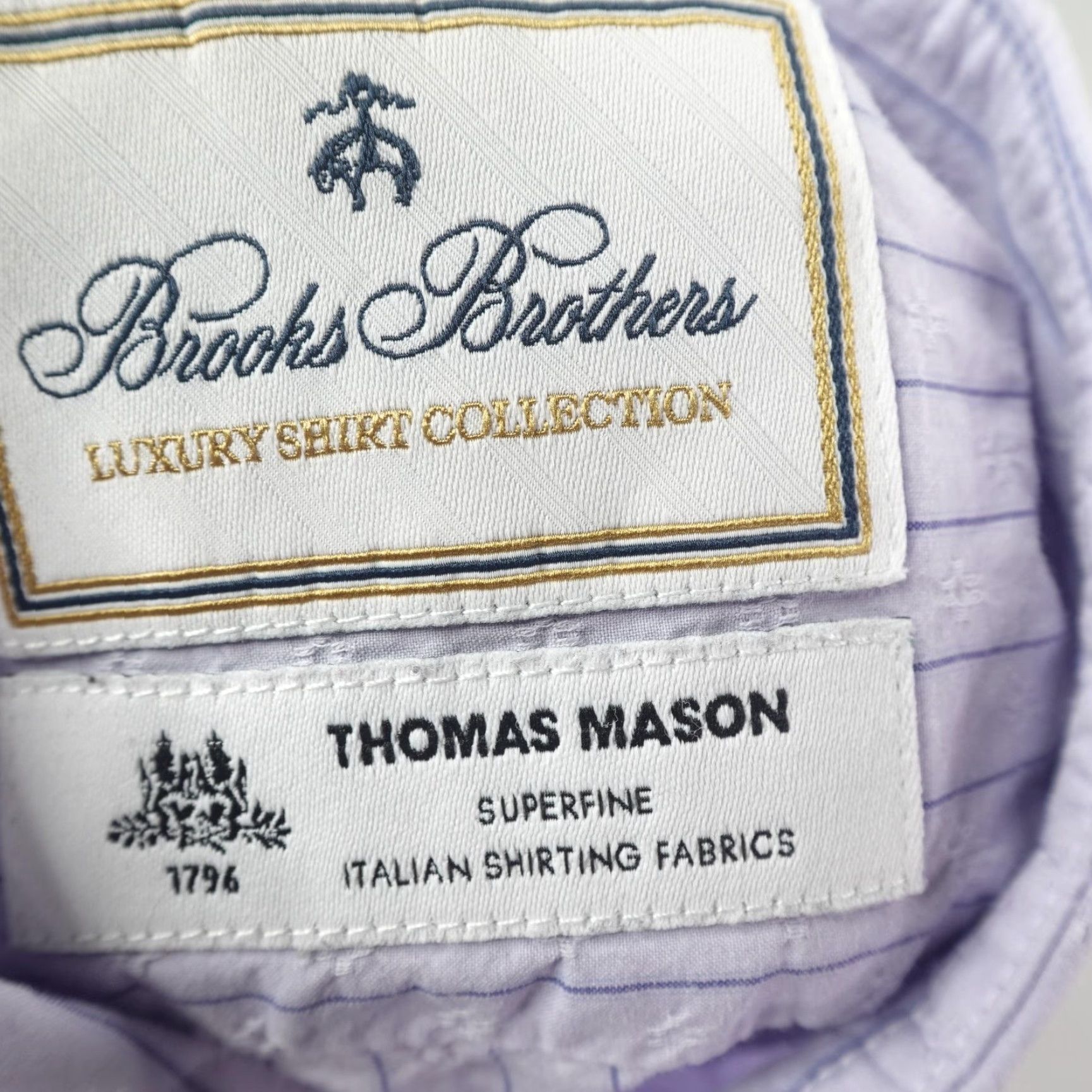 Brooks Brothers VINTAGE Brooks Brothers Shirt Mens Large Purple Stripes Cotton Reg Short Sleeve Classic Preppy Mens Size US L / EU 52-54 / 3 - 6 Thumbnail