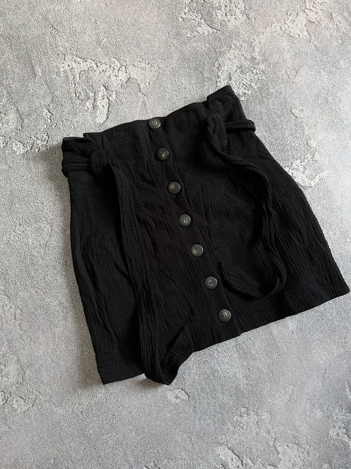 Sezane Sezane Hayda Skirt Gauze Mini Button Front High Black Sz 34 Size 24" / US 00 / IT 34 - 2 Thumbnail