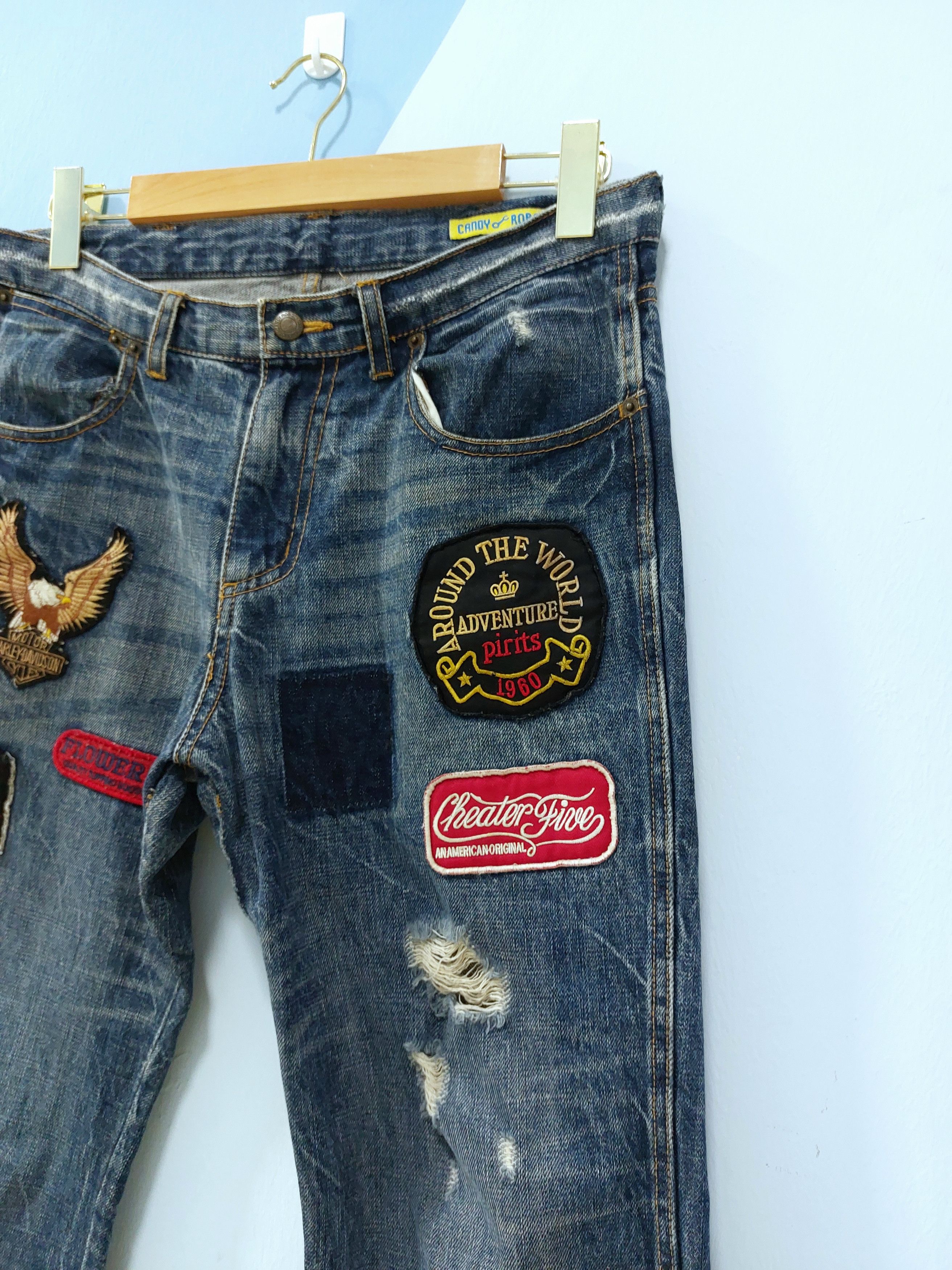 Designer Candy Robot Patch Bikers Logo Denim Size US 31 - 4 Thumbnail