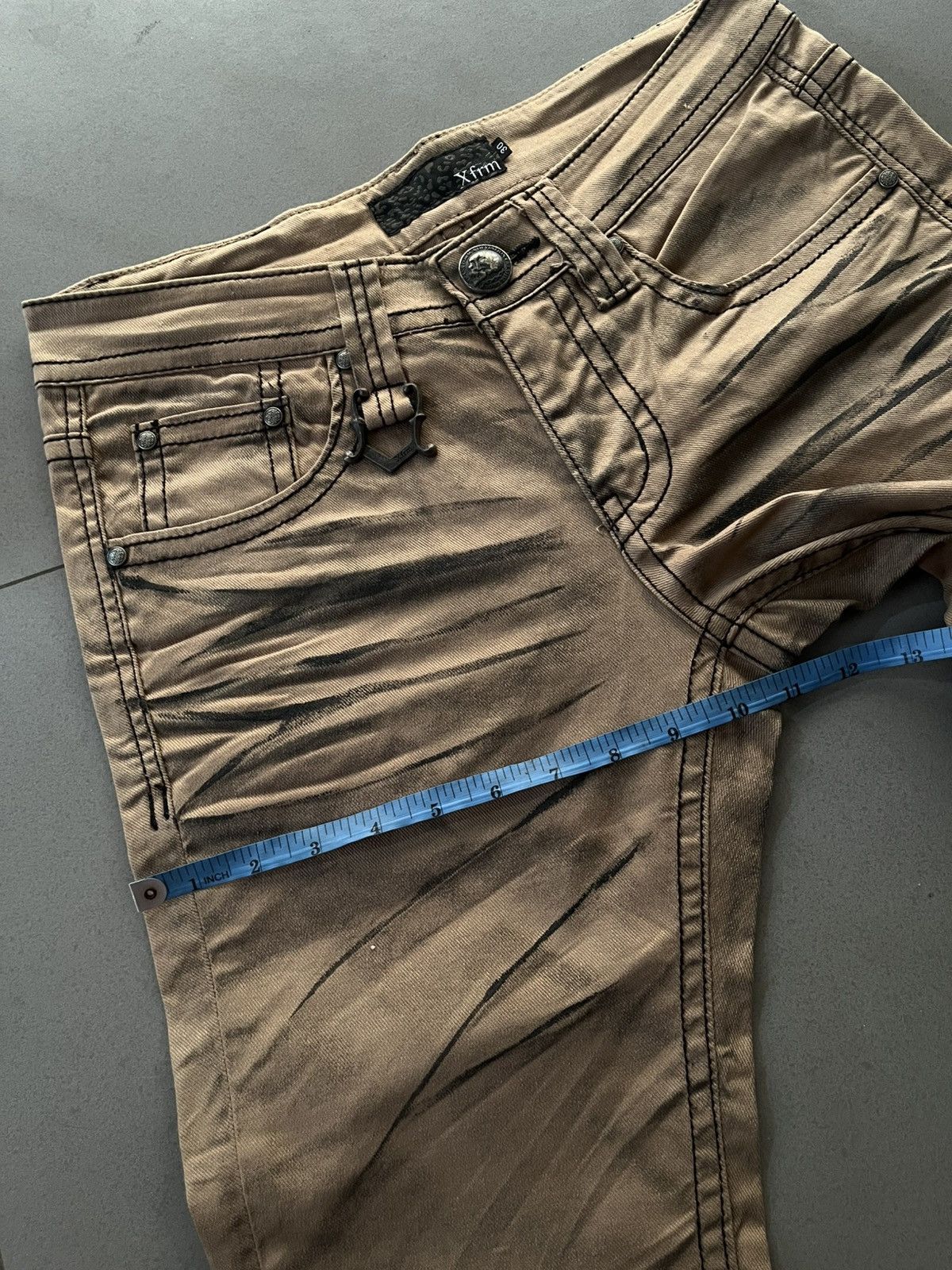 14th Addiction JAPANESE XFRM FADED PATTERN FLARE BOOTCUT SEDITIONARIES PUNK Size US 30 / EU 46 - 17 Thumbnail