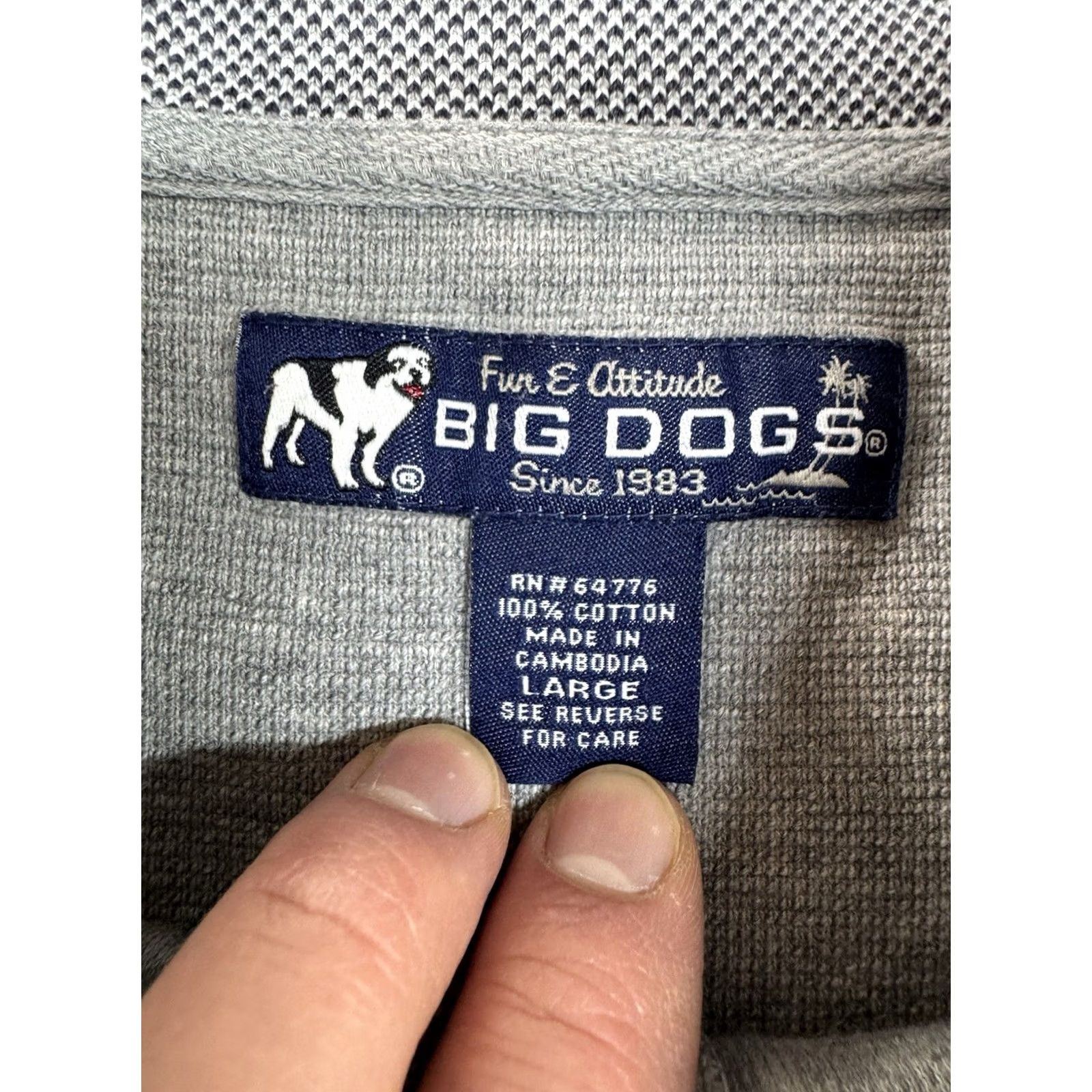Big Dogs VINTAGE Big Dog Polo Mens Large Gray 90s Logo Short Sleeve Cotton Knit Golf Shaped Size US L / EU 52-54 / 3 - 2 Thumbnail