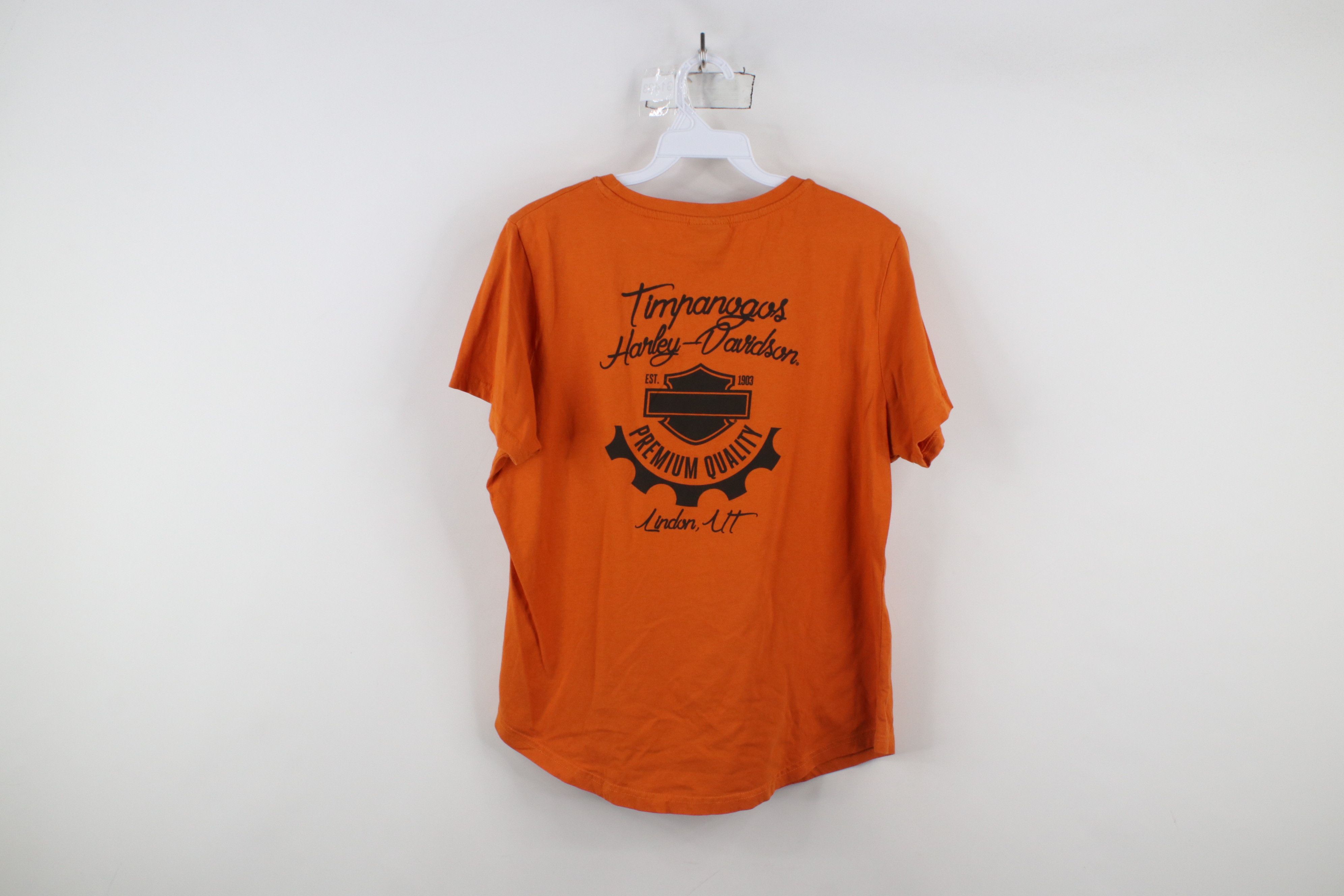 Harley Davidson × Vintage Vintage Y2K Harley Davidson Spell Out Script T-Shirt Orange Size M / US 6-8 / IT 42-44 - 12 Thumbnail
