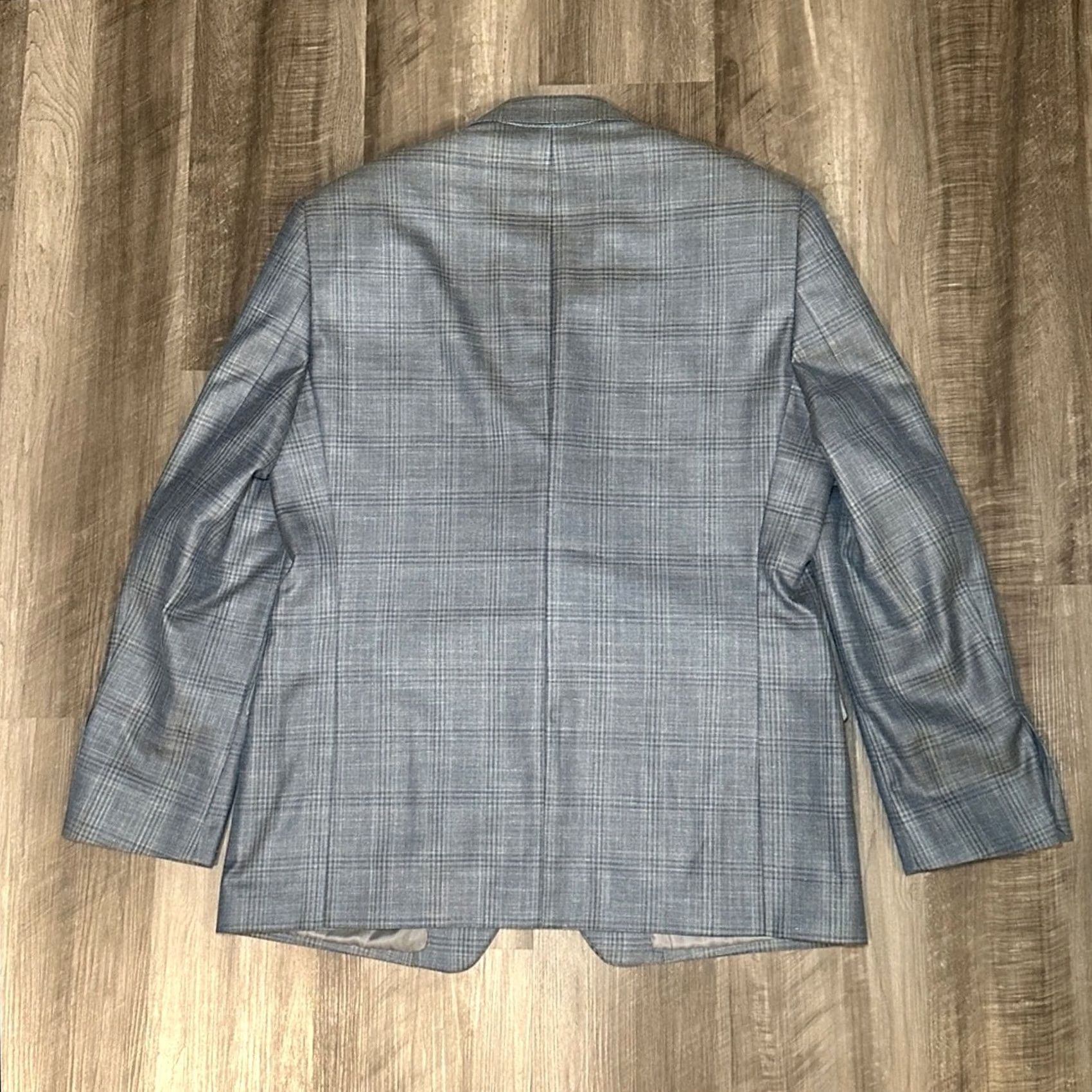 Ralph Lauren Ralph Lauren Blazer Men 44R Wool Silk Linen 2 Piece Wool Silk Linen Blue Gray Plaid Blazer Sport Jacket - 44R Size 44R - 2 Thumbnail