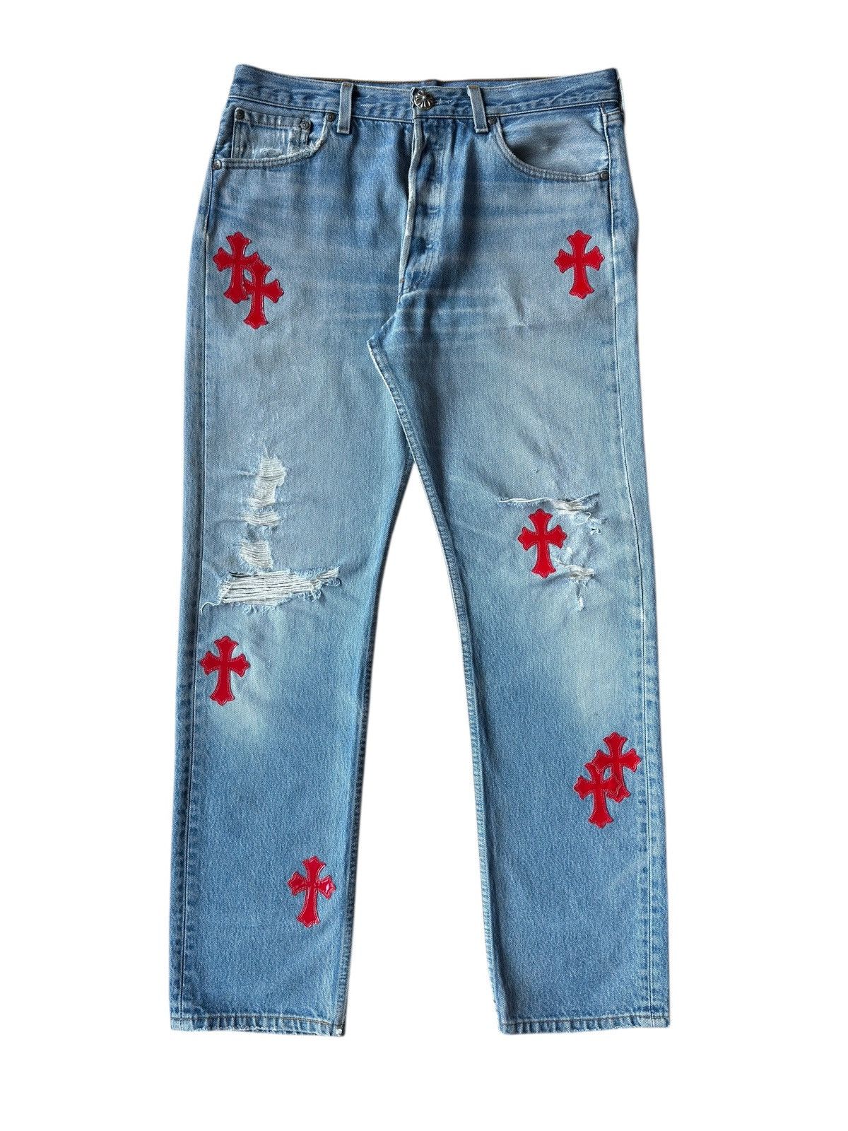 Chrome Hearts Red Patent Leather Patch 517 Levi’s Denim Jean