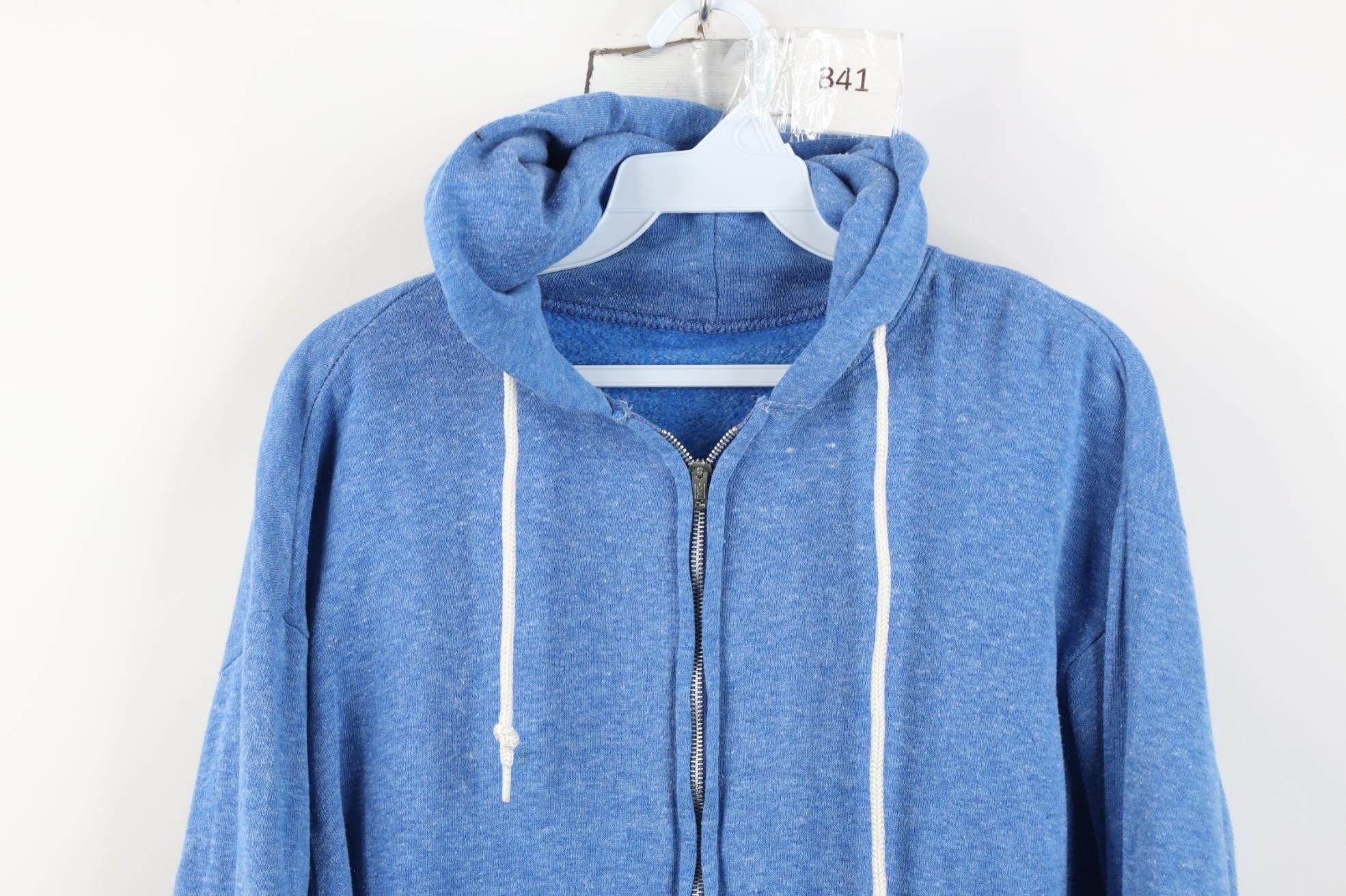 Vintage Vintage 70s Streetwear Full Zip Hoodie Sweatshirt Blue USA Size US M / EU 48-50 / 2 - 2 Thumbnail