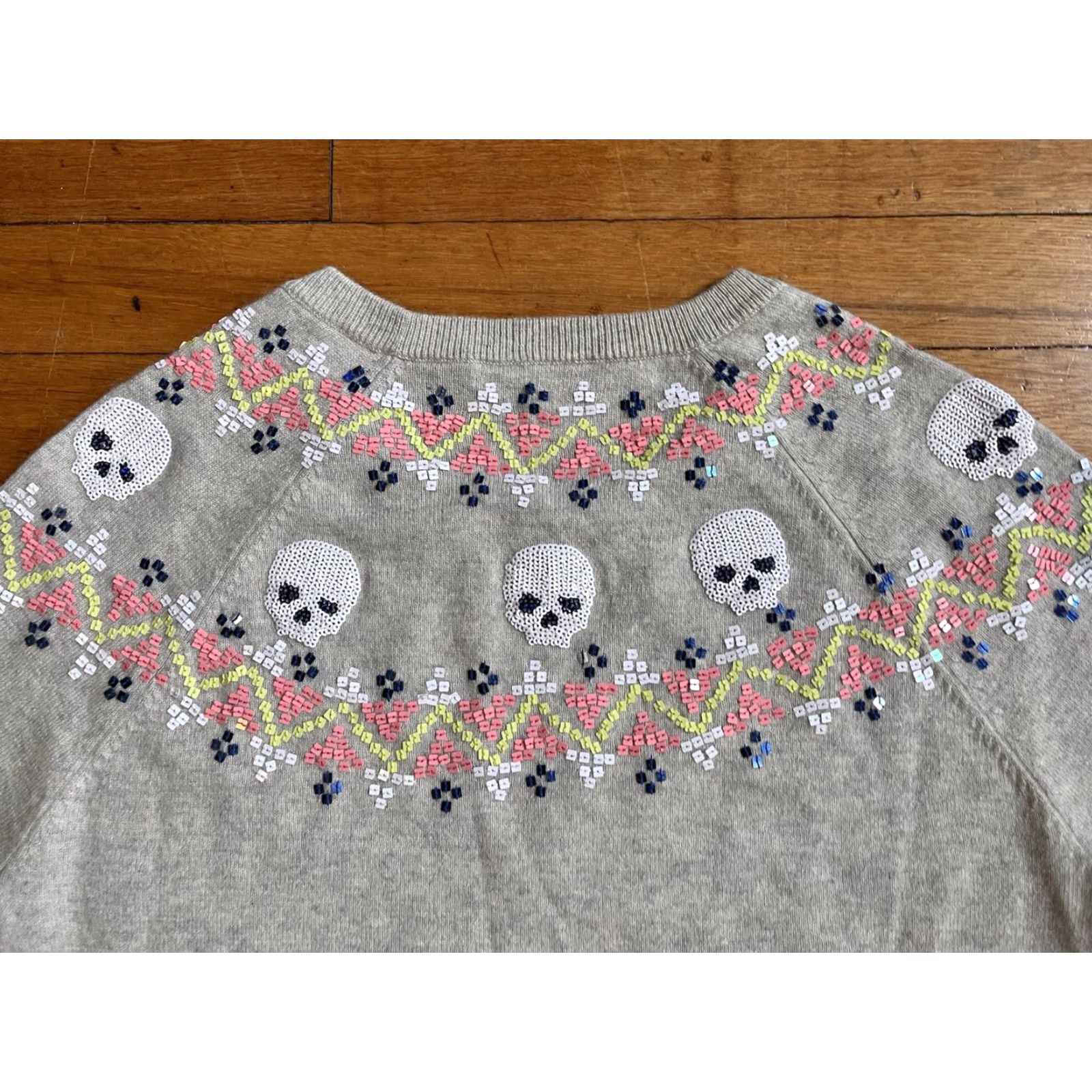 Autumn Cashmere Autumn Cashmere Sequin Skull Sweater Women’s Small Grey Size S / US 4 / IT 40 - 7 Thumbnail