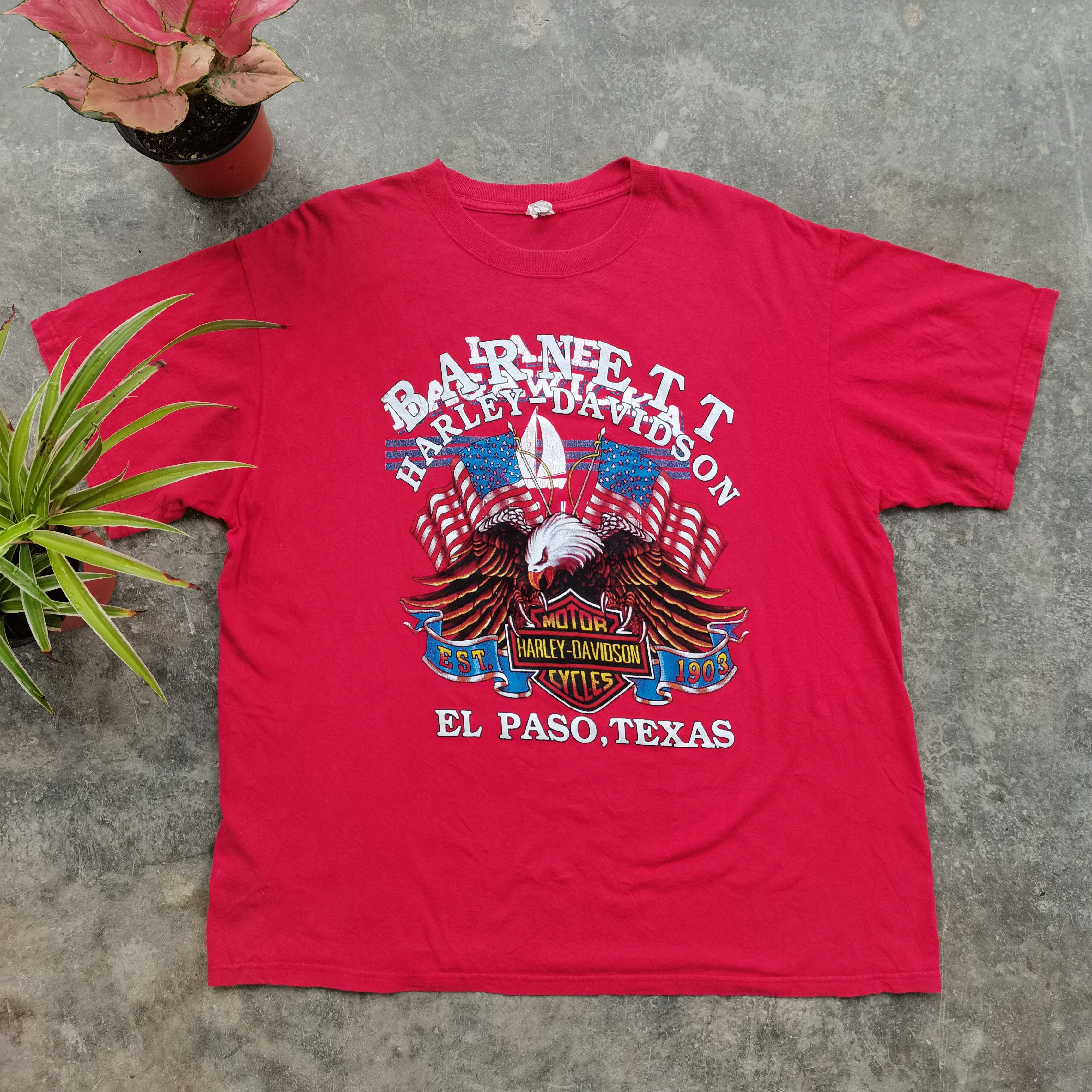 Anvil × Harley Davidson × Vintage Vintage 90s HARLEY DAVIDSON Red Tee Size XL Size US XL / EU 56 / 4 - 1 Thumbnail