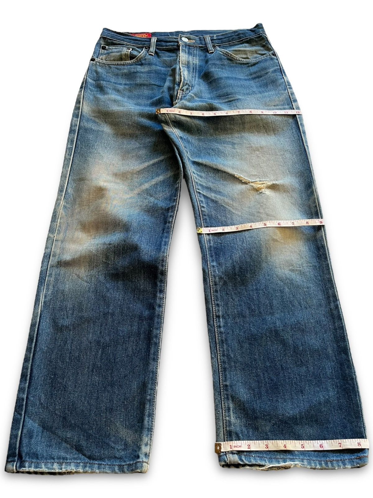 Edwin Vintage Edwin Japan Distressed Baggy Blue Denim Jeans 32x28 Size US 32 / EU 48 - 13 Thumbnail