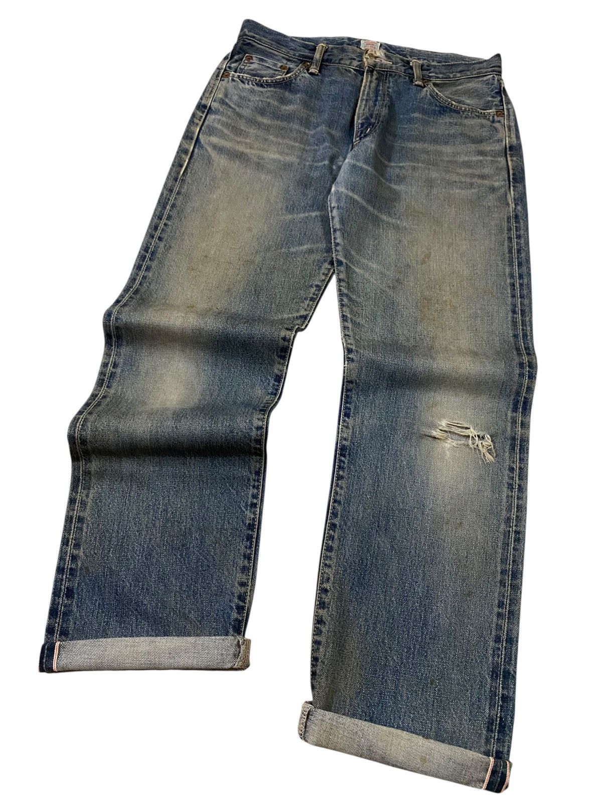 Edwin 00s EDWIN SELVEDGE Miss 505 Blue Rust Distressed Denim Jeans Size US 32 / EU 48 - 2 Thumbnail