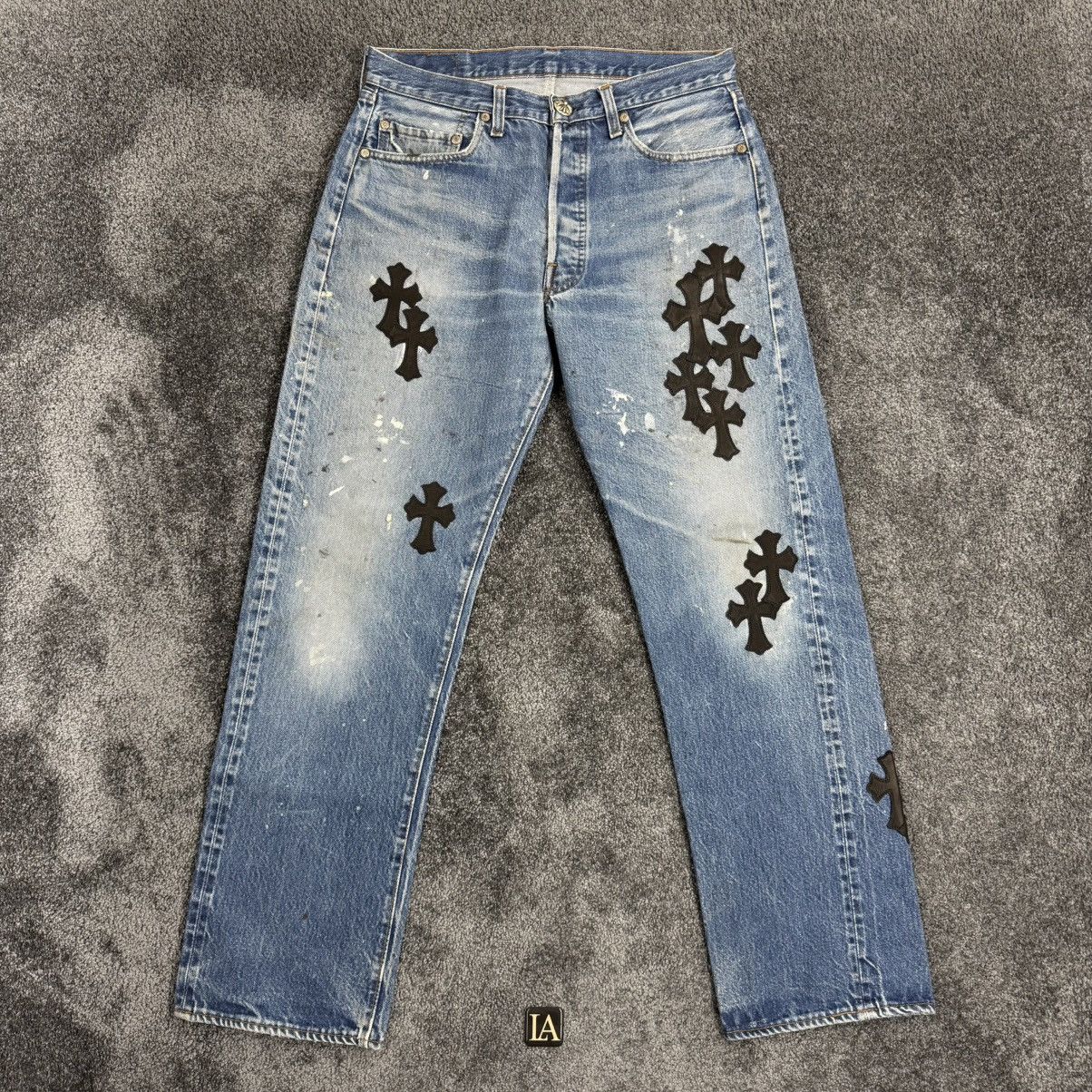 Chrome Hearts Chrome Hearts Levi’s 501 Cross Patch Denim Jeans Size US 33 - 1 Thumbnail