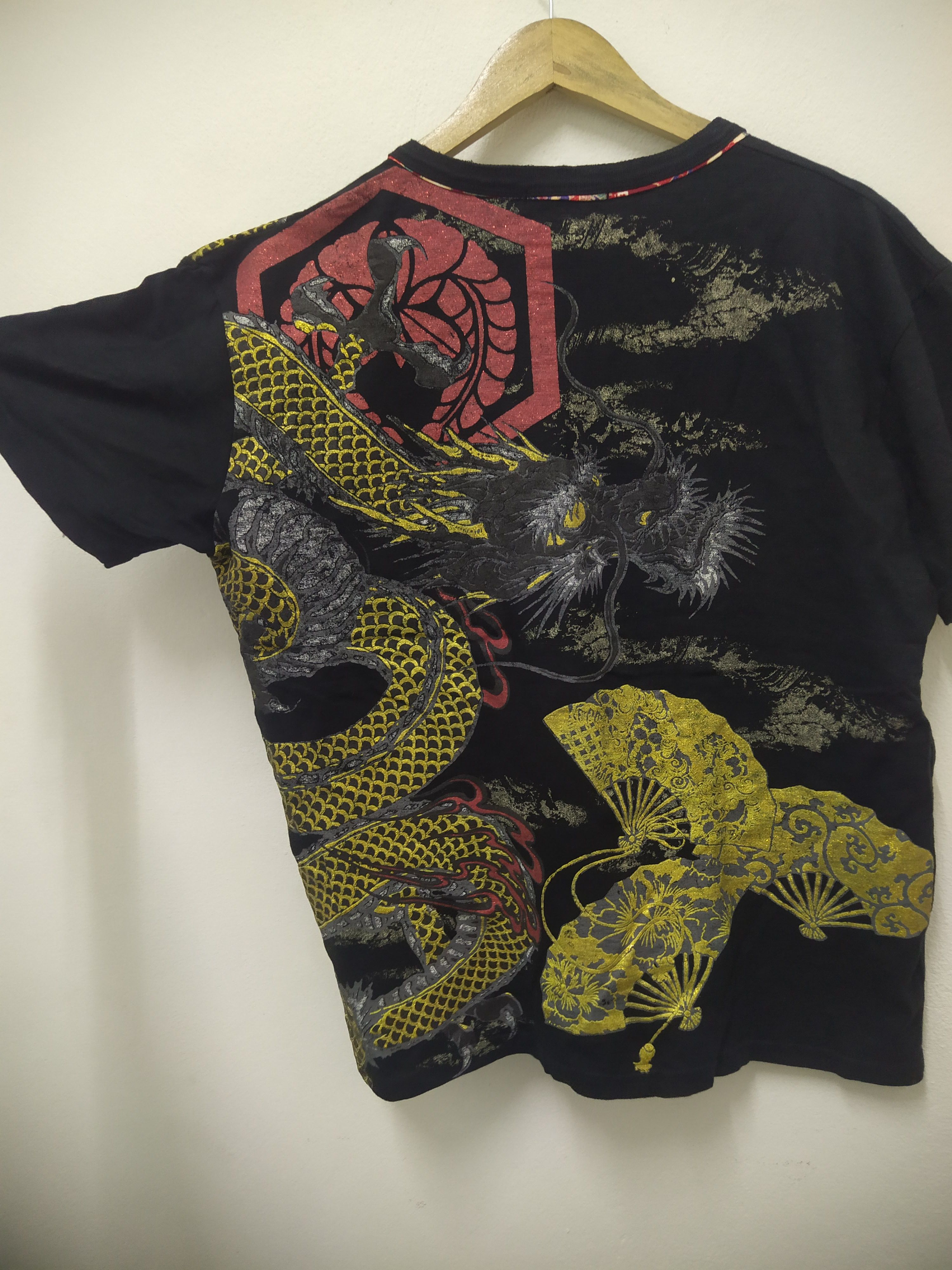 Japanese Brand Vintage Japanese Dragon Graphic Wagara T-Shirt Kimono Print Size US L / EU 52-54 / 3 - 4 Thumbnail