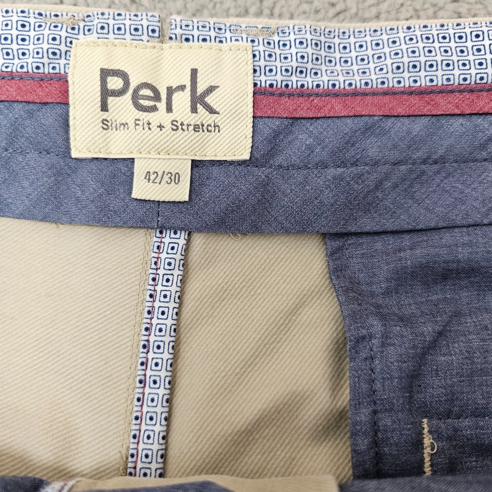 Vintage Perk Pants Mens Size 42x30 Beige Slim Fit Stretch Cotton Chino Casual Flat Front Size US 42 / EU 58 - 6 Thumbnail