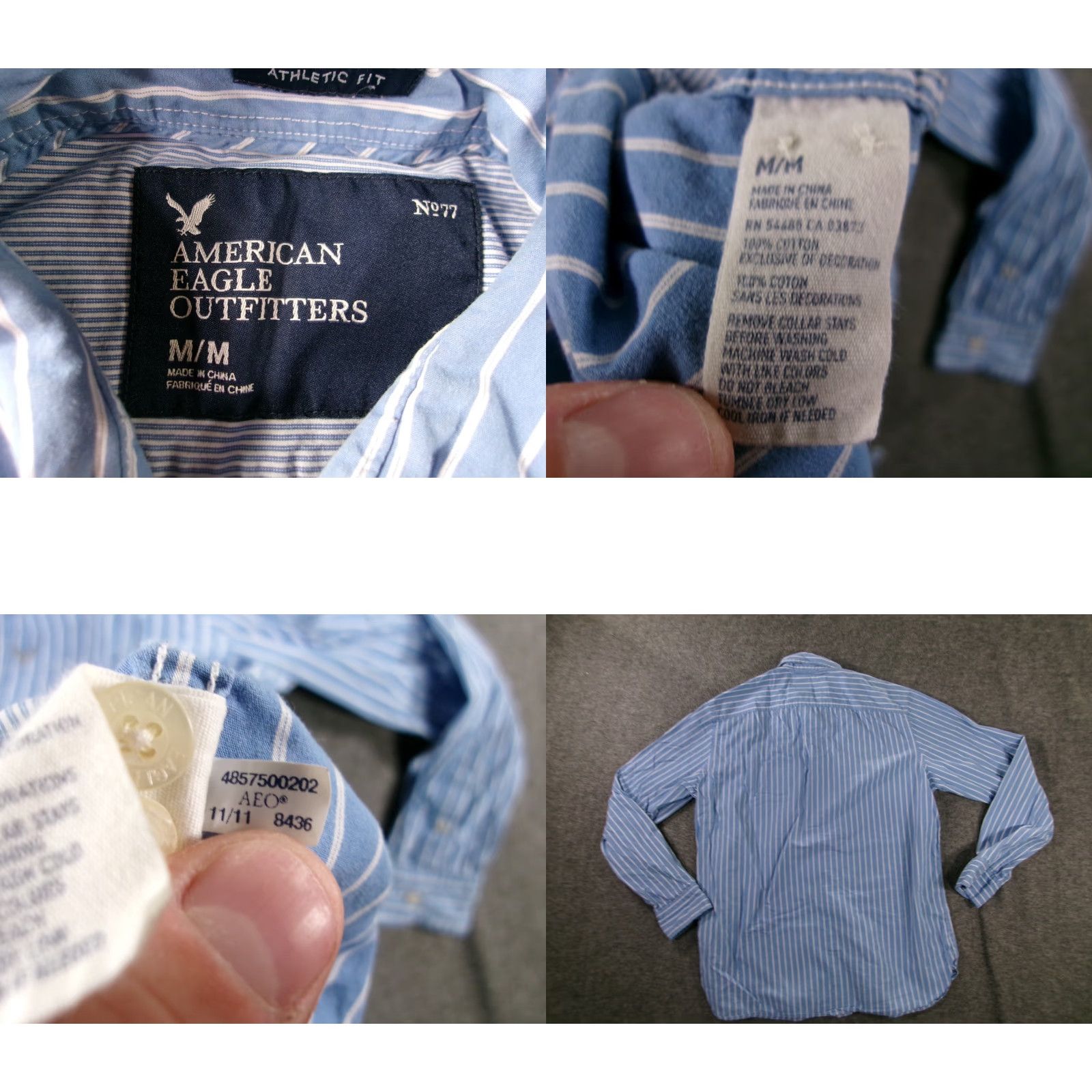 American Eagle Outfitters VINTAGE American Eagle Outfitters Shirt Mens Medium Blue Striped Athletic Fit Office Casual Work Size US M / EU 48-50 / 2 - 8 Thumbnail
