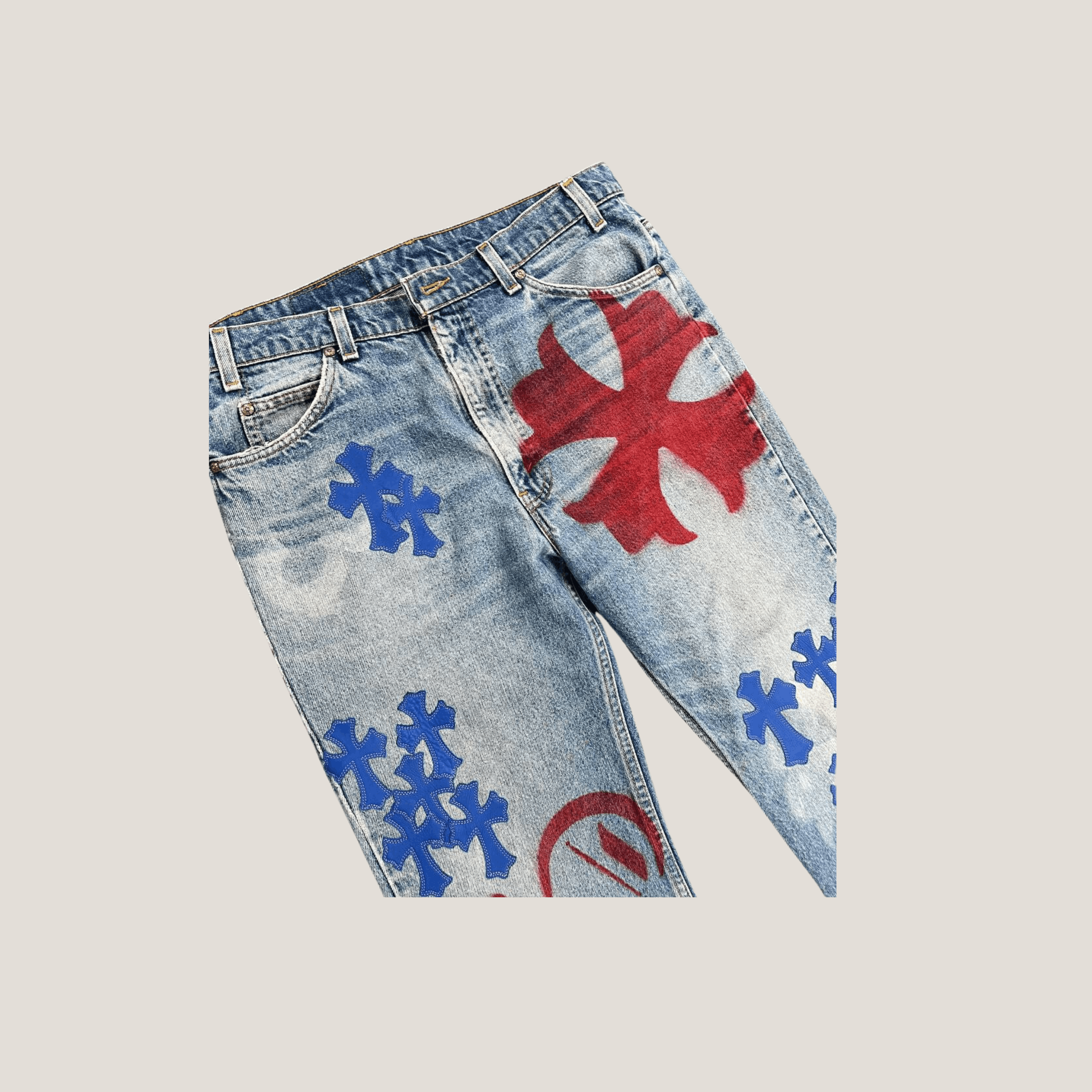 Chrome Hearts Chrome Hearts Vintage Levi's Stencil Cross Patch Denim Blue Size US 33 - 3 Thumbnail