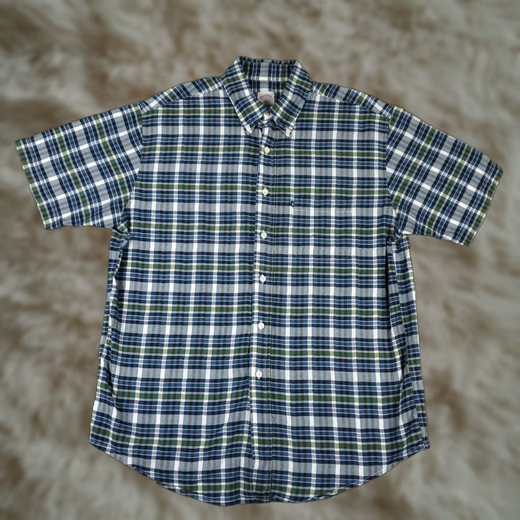 Brooks Brothers Brooks Brothers Shirt Mens Large Blue Plaid Casual Button Up Short Sleeve Size US L / EU 52-54 / 3 - 1 Thumbnail