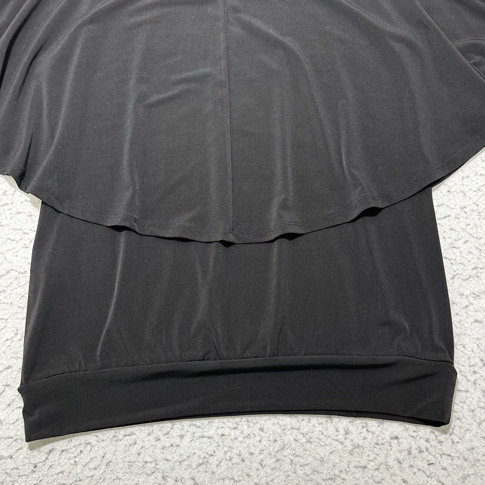 Chicos Chico's Small Black Drape Flutter Sleeve Pullover Blouse Size S / US 4 / IT 40 - 12 Thumbnail