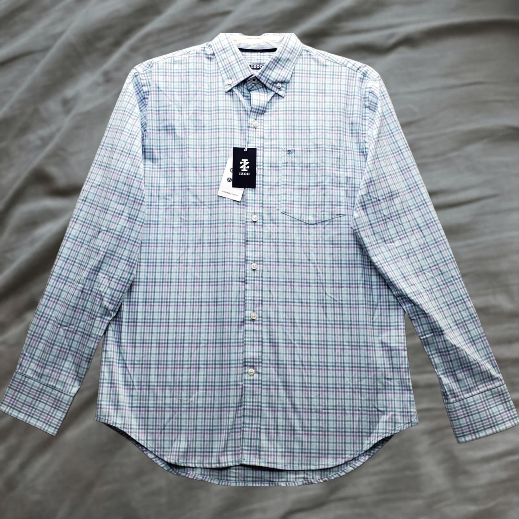 Izod IZOD Mens Shirt Multi Plaid Button-Down Stretch Performance Comfort Fit Size US M / EU 48-50 / 2 - 1 Thumbnail