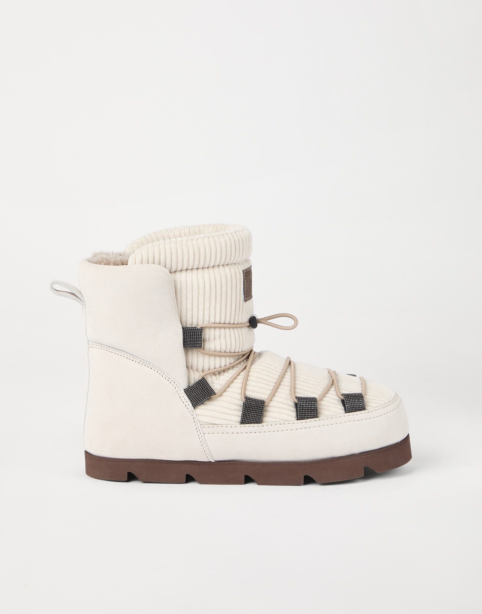 Brunello Cucinelli o1la1rc1a1025 Suede and Corduroy Boots in Ivory Size US 8 / IT 38 - 5 Thumbnail