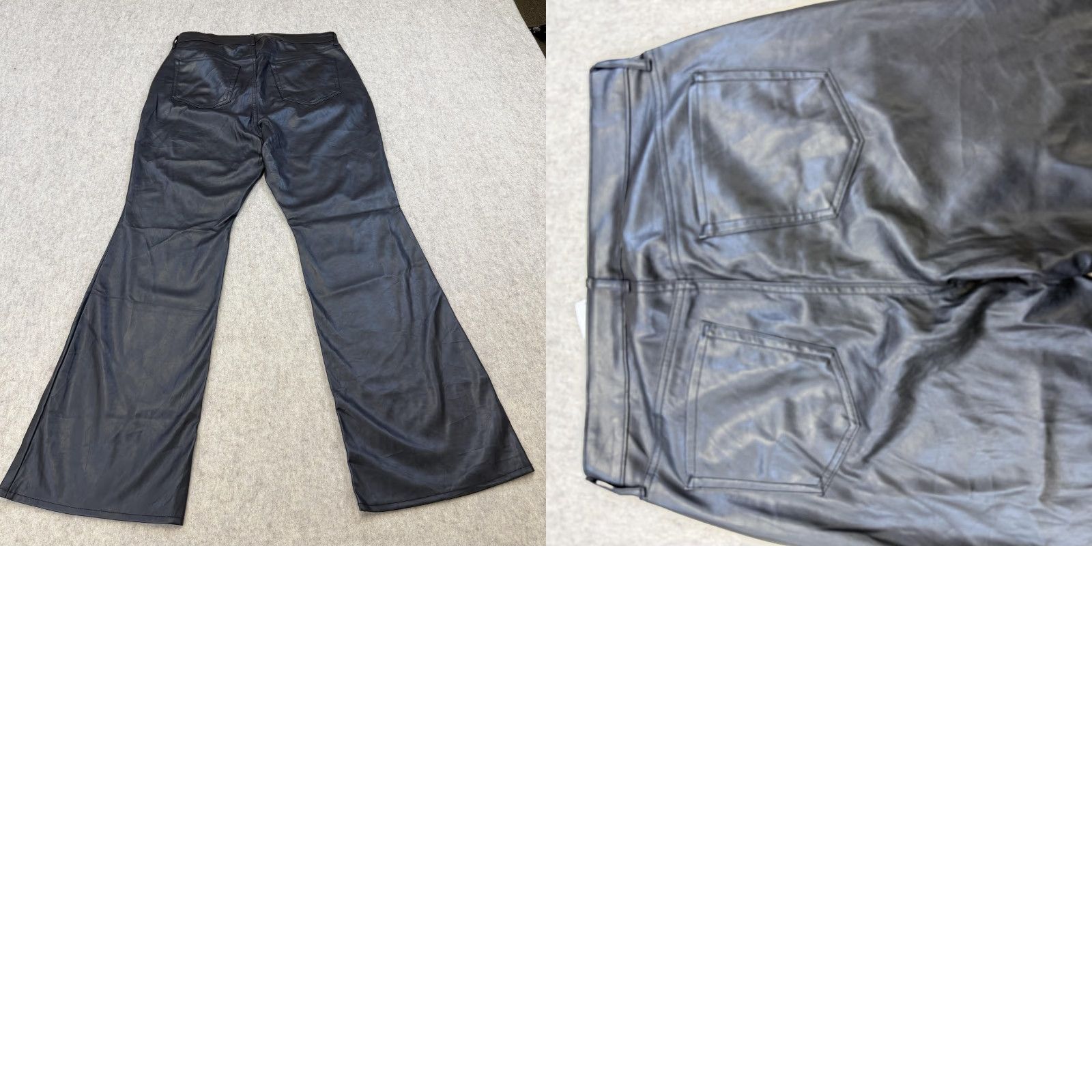 Old Navy Old Navy Black Faux Leather Wide Leg Pants Women 14 High-Rise Flared 31in Inseam Pockets Zip Dress Pants Size 36" / US 14 / IT 50 - 9 Thumbnail