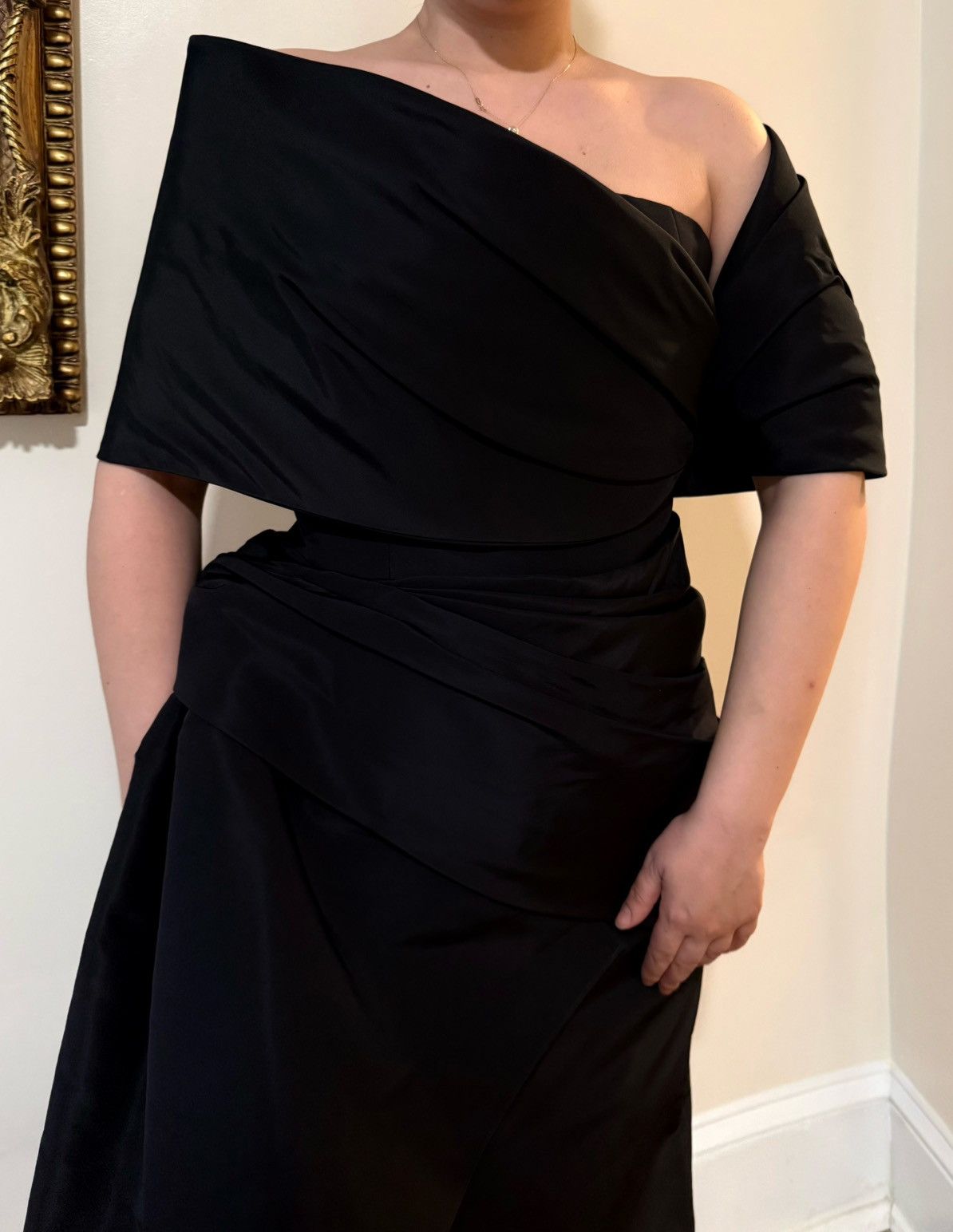 Oscar De La Renta Oscar de la Renta Black One-Shoulder Gown Size L / US 10 / IT 46 - 8 Thumbnail
