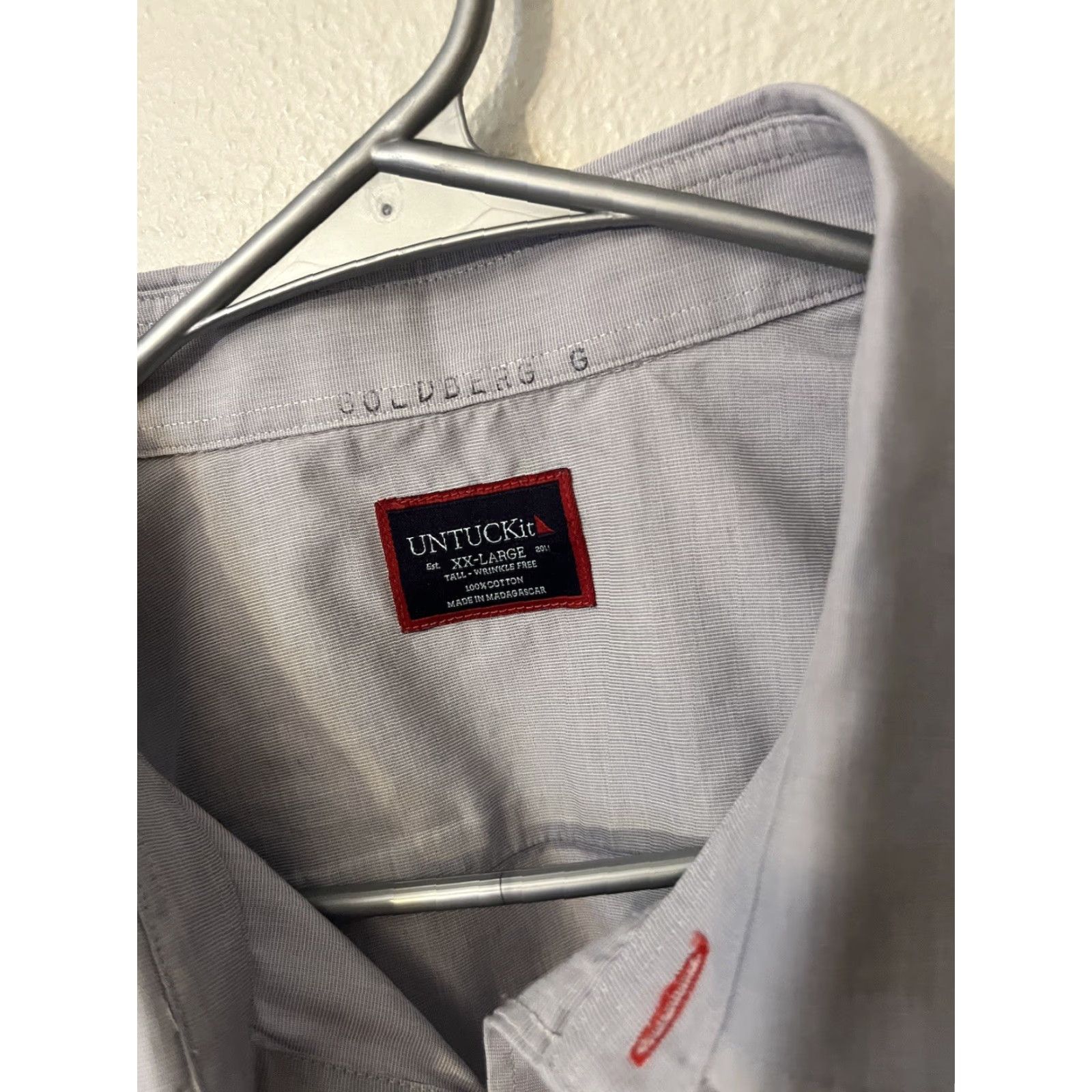 UNTUCKit UNTUCKit Shirt Mens XXL Relaxed Fit Gray 100% Cotton Wrinkle Free Button-Up Long Sleeve Size US XXL / EU 58 / 5 - 2 Thumbnail