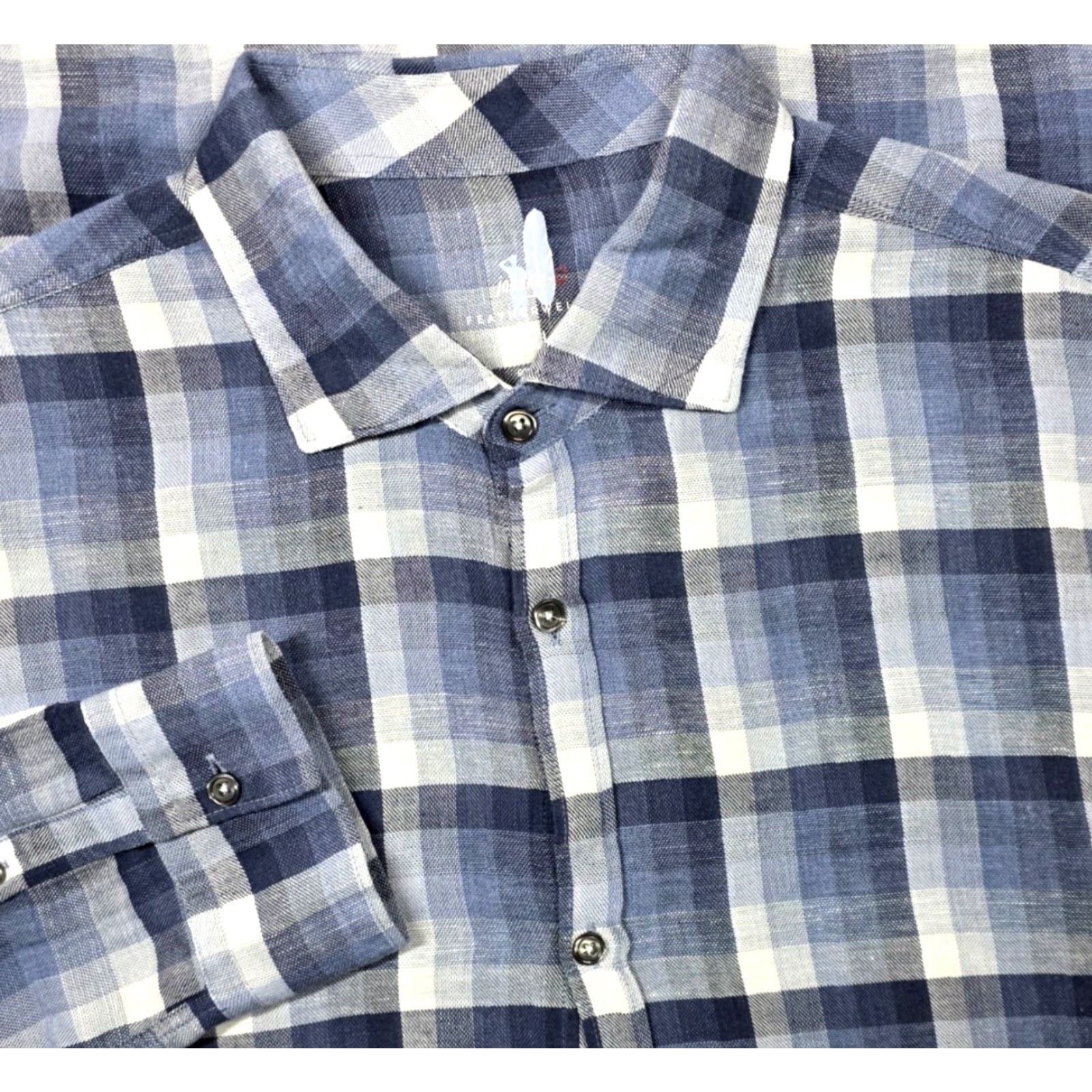 johnnie-O johnnie-O Mens Shirt XL Linen Blend Button-Up Shadow Plaid Roth Size US XL / EU 56 / 4 - 2 Thumbnail