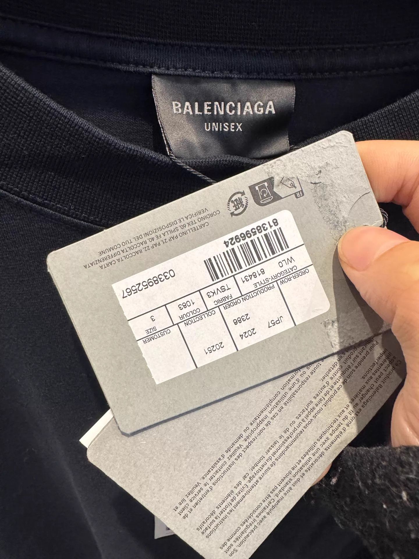 Balenciaga Balenciaga 2025 SS 520 Lmtd Luggage Tag Unisex Black tee Size US L / EU 52-54 / 3 - 3 Thumbnail