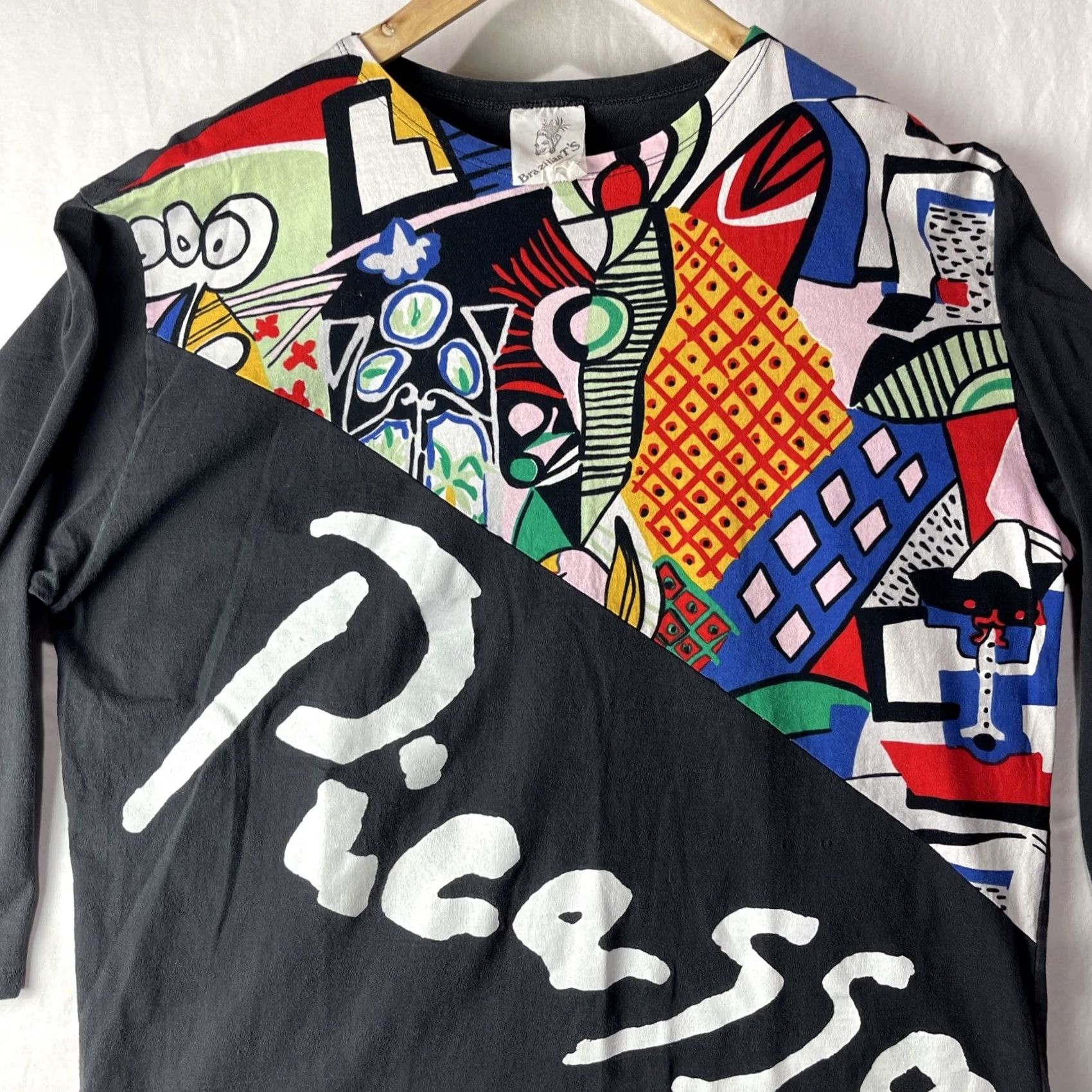 Vintage VINTAGE Pablo Picasso Shirt Mens XL Black Cotton Logo 3/4 Sleeve Brazilian T’s Modern Artwork Geometric Art History 90s? (adjusted) Size US XL / EU 56 / 4 - 4 Thumbnail