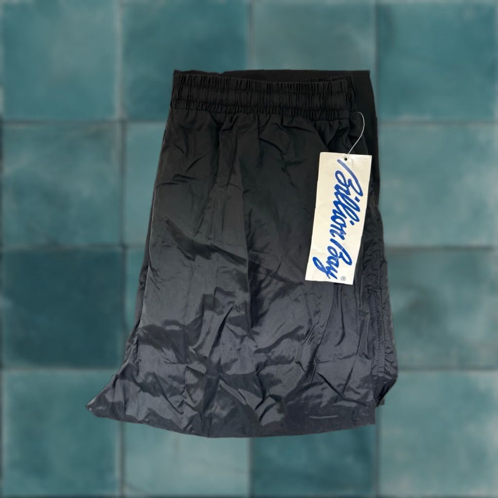 VINTAGE Billion Bay Windbreaker Pants Mens M Black Nylon 90s Deadstock NWT