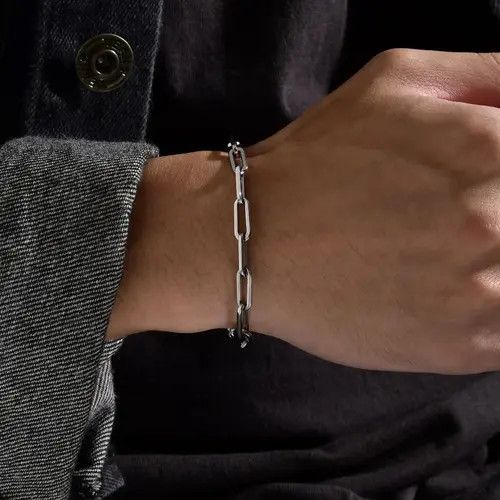 VIBE 5mm Silver Rectangle Chain bracelet Size ONE SIZE - 7 Thumbnail