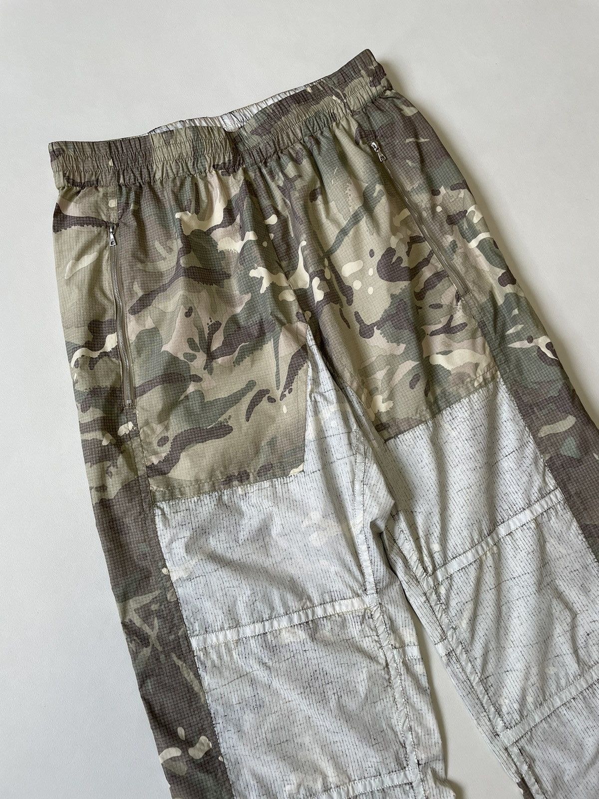 Dries Van Noten Sample White Coated Camo Nylon Utility Trousers Size US 34 / EU 50 - 4 Thumbnail