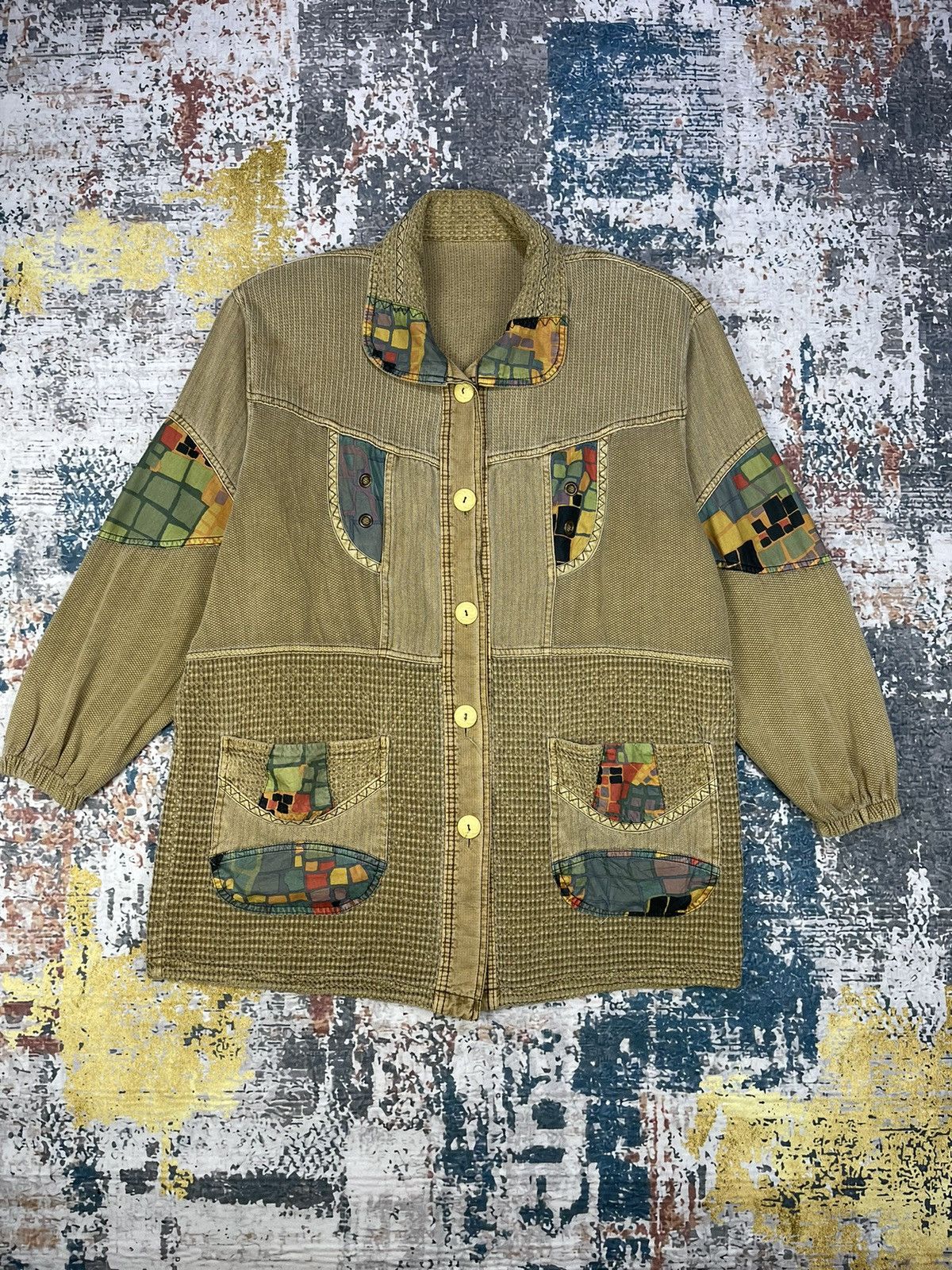 Vintage Vintage Beige Floral Patchwork Boho Jacket Size US L / EU 52-54 / 3 - 1 Thumbnail