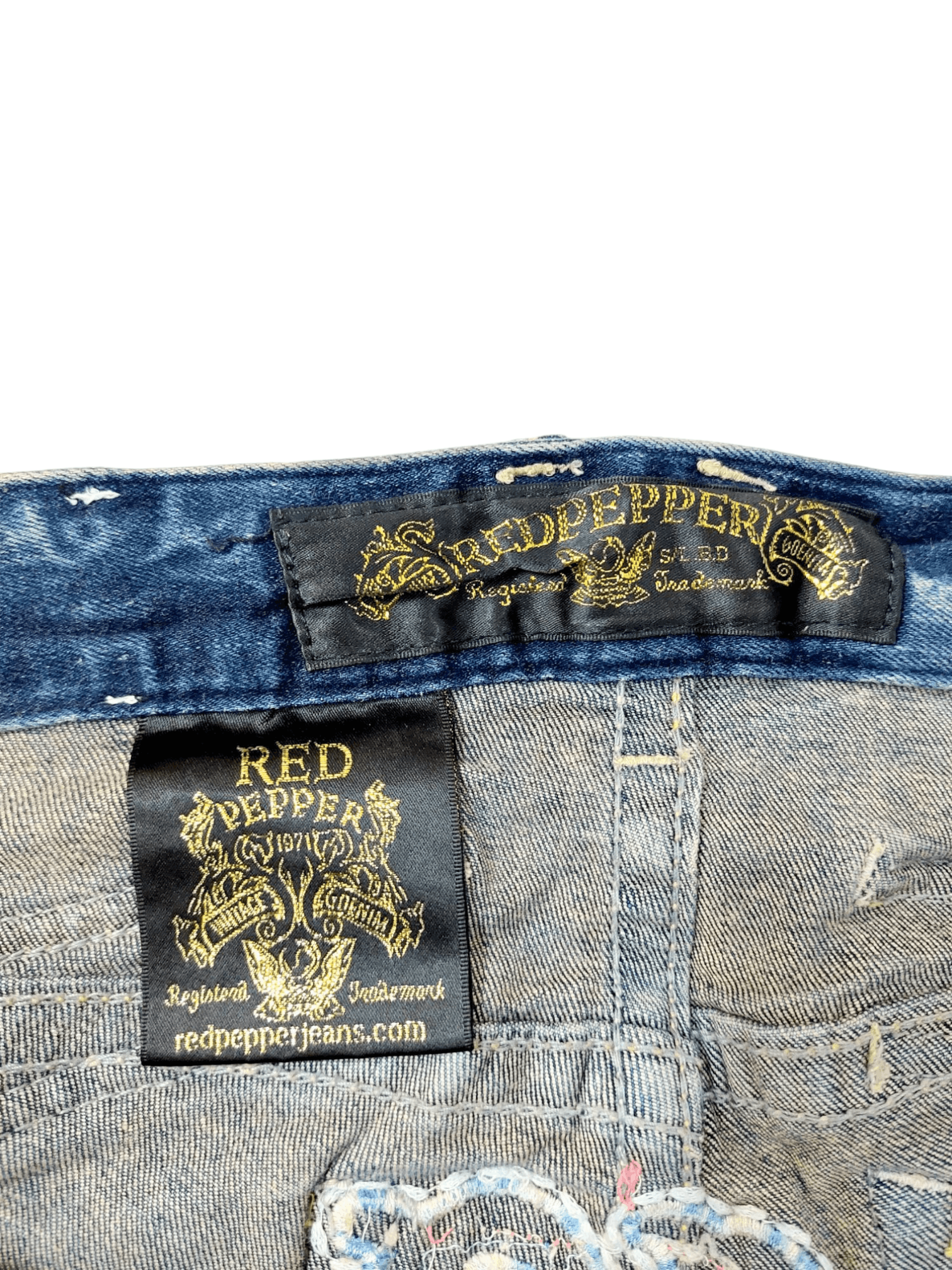 Designer 🔥Red Pepper Jeans Flare Embroidery Florish Skull Size 31" - 18 Thumbnail