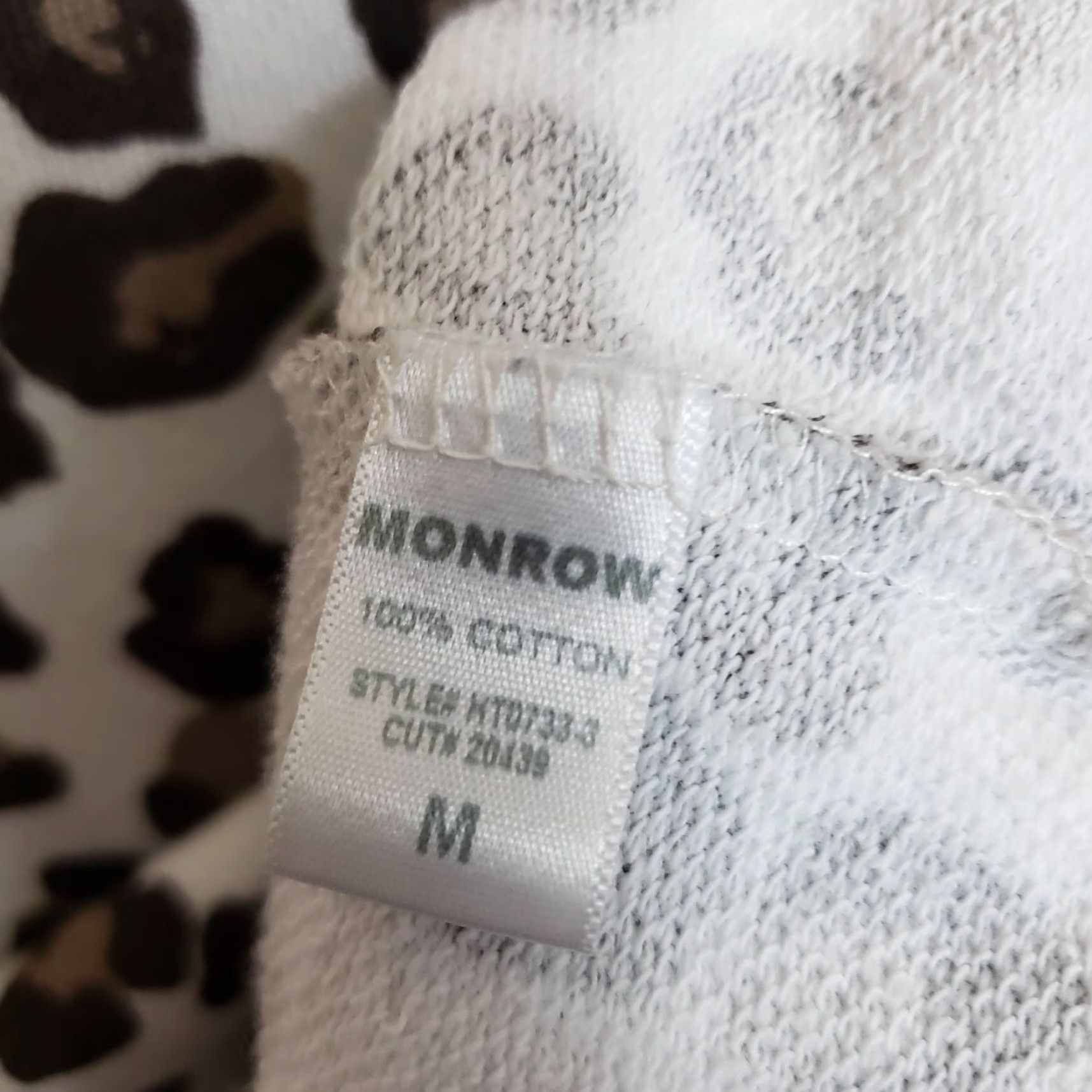 MONROW Monrow Sweatshirt Womens Pullover Cotton Animal Print Size M Brown White Long Sleeve Size M / US 6-8 / IT 42-44 - 5 Thumbnail