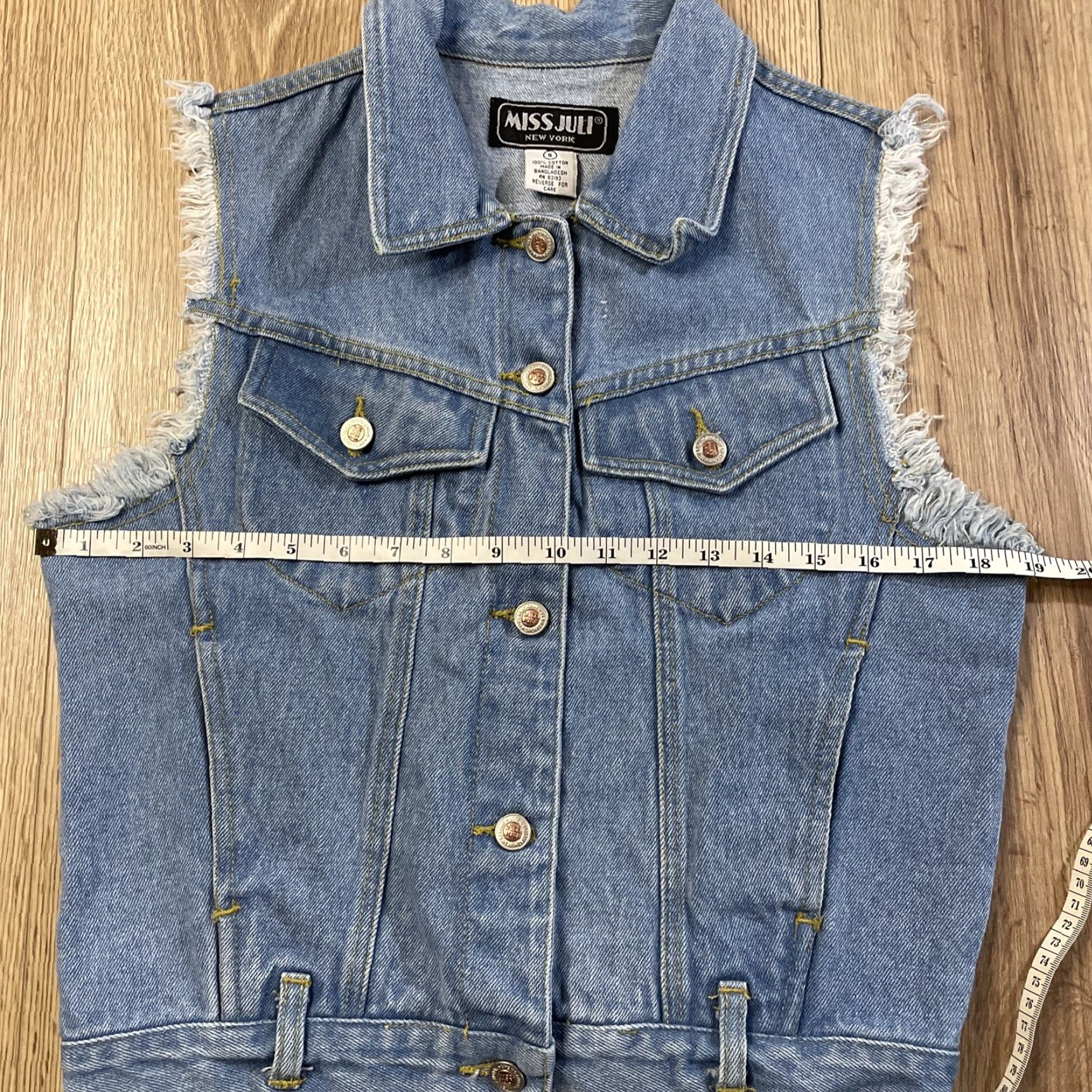 Denime Miss Juli Denim Vest Women's Small Sleeveless Blue Waist Length Casual 100% Cotton Size S / US 4 / IT 40 - 5 Thumbnail
