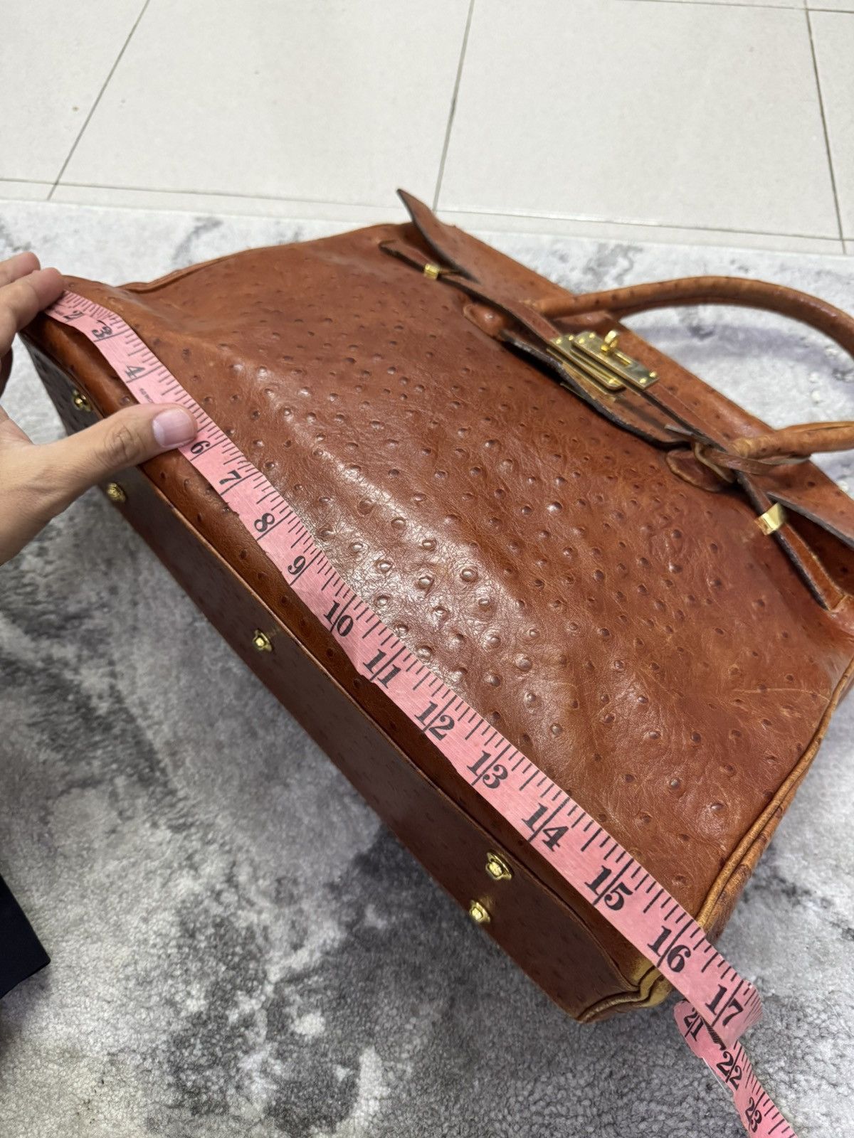 Handmade VINTAGE NAPLA MODE ET JACOMO OSTRICH LEATHER BAG Size ONE SIZE - 6 Thumbnail