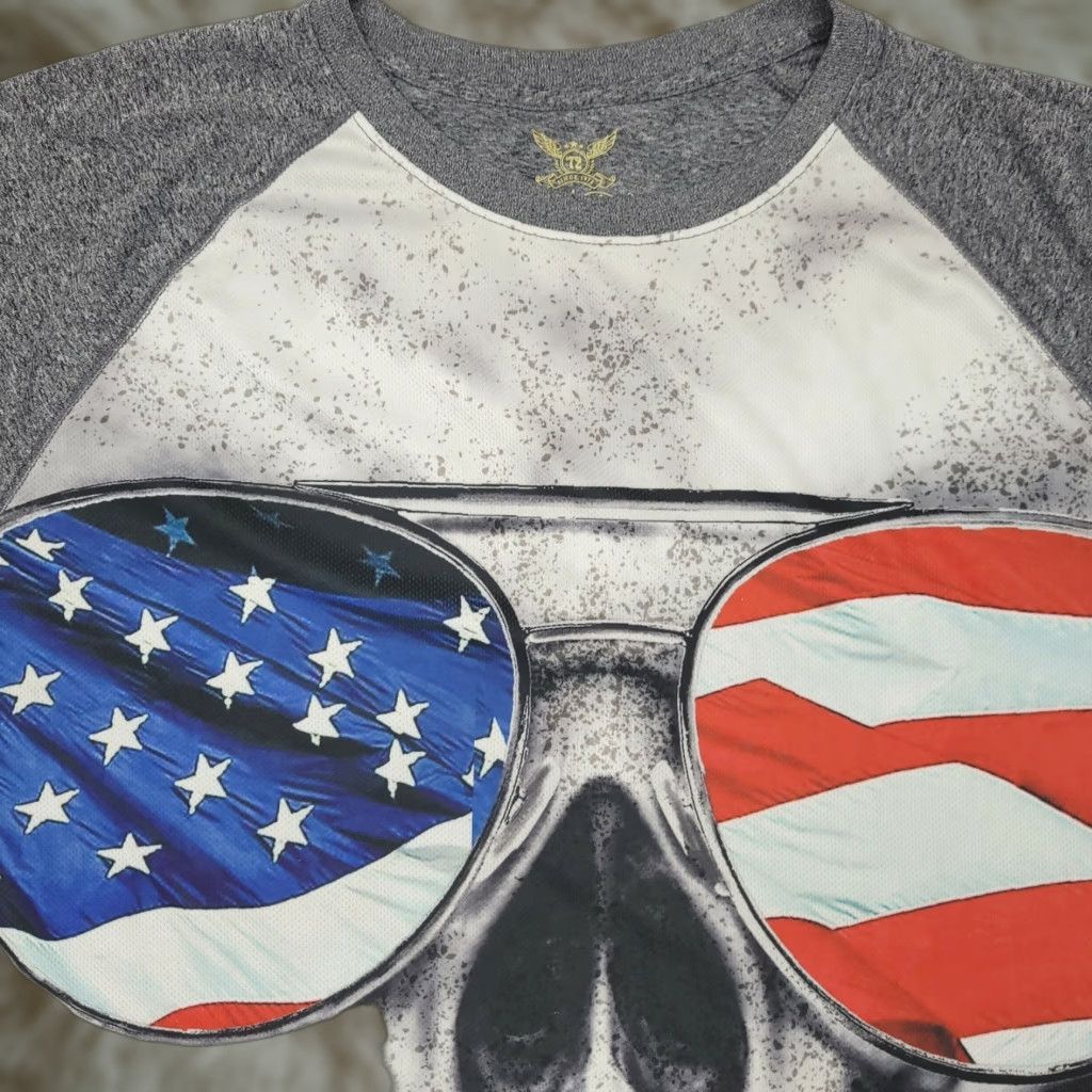 Faded Glory Faded Glory USA Skull Patriotic T-Shirt Gray Adult Size XL Size US XL / EU 56 / 4 - 1 Thumbnail