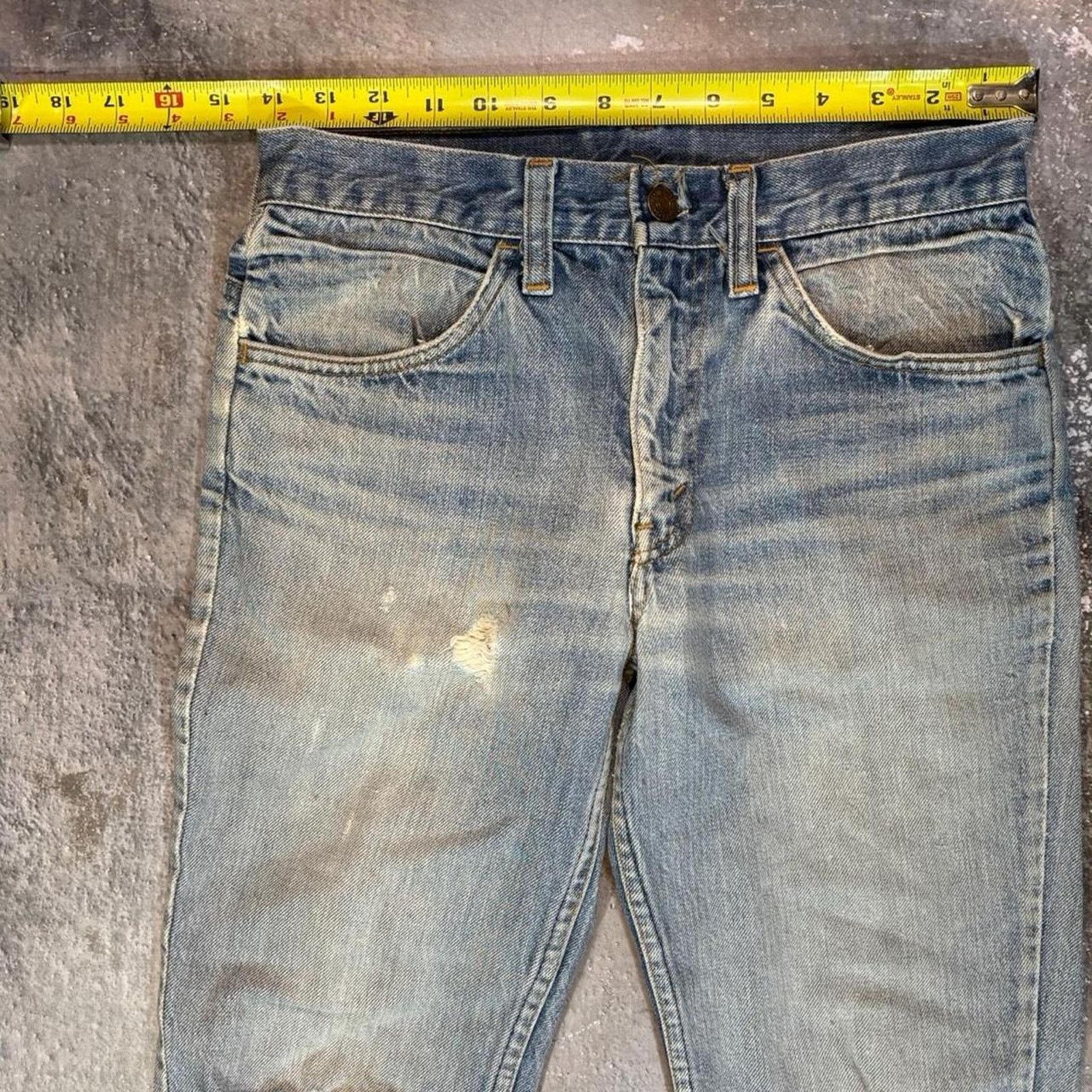 Levi's × Vintage Vintage 70s Levis Bell Bottoms Orange Tab Big E Distressed. Size 28" / US 6 / IT 42 - 8 Thumbnail
