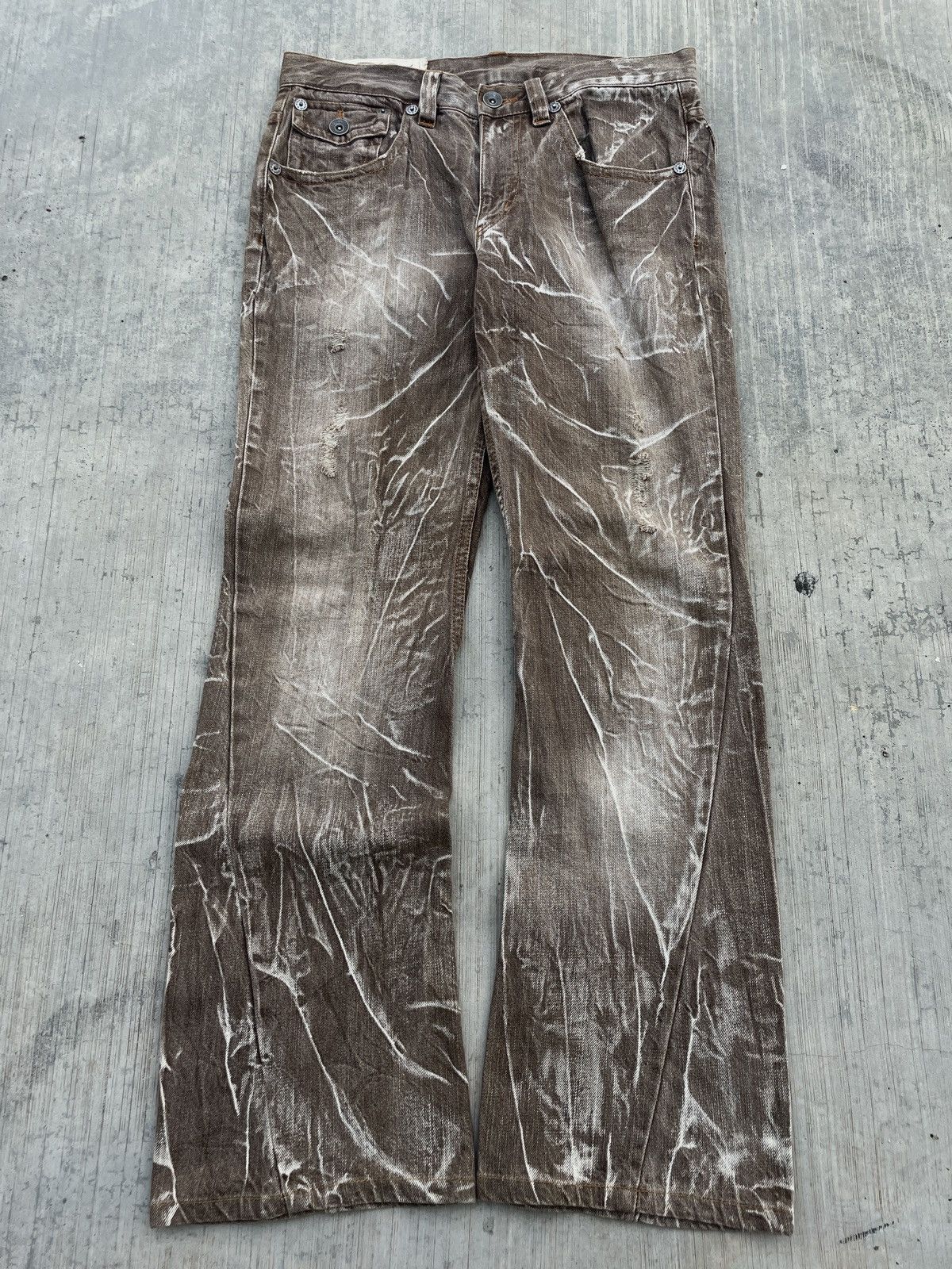 Japanese Brand 💥RARE💥 2000s JAPANESE ANTFUL CRAZY WHISKER SPIRAL FLARE JEAN Size US 30 / EU 46 - 1 Thumbnail